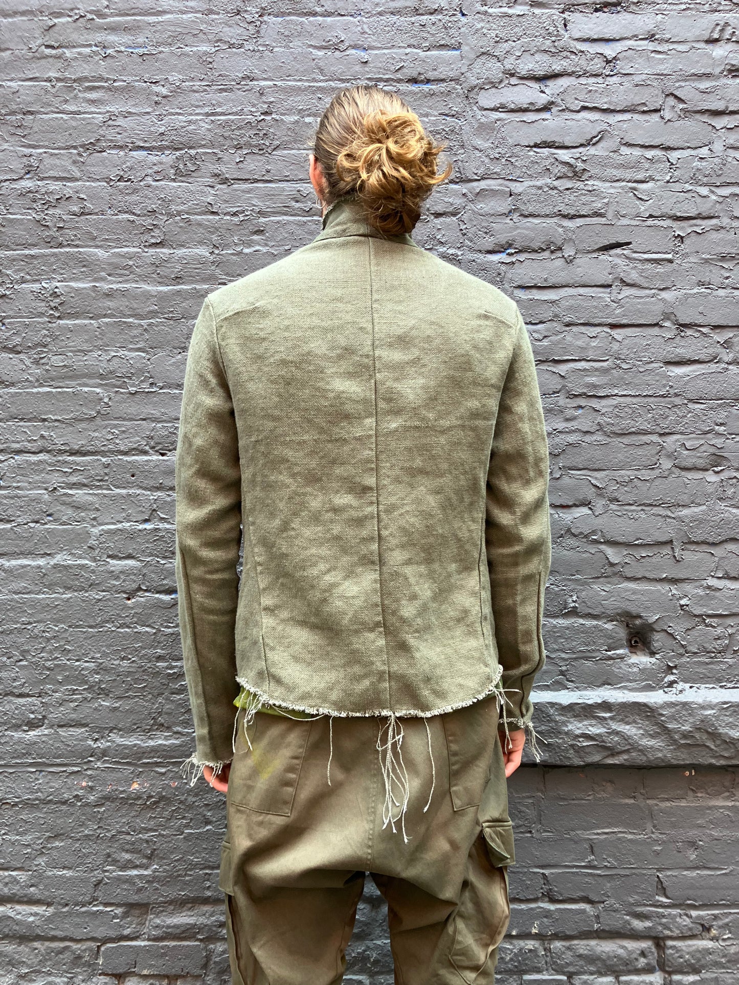 FW23|| PROTOLOGICAL JACKET || HEAVY LINEN - GREEN
