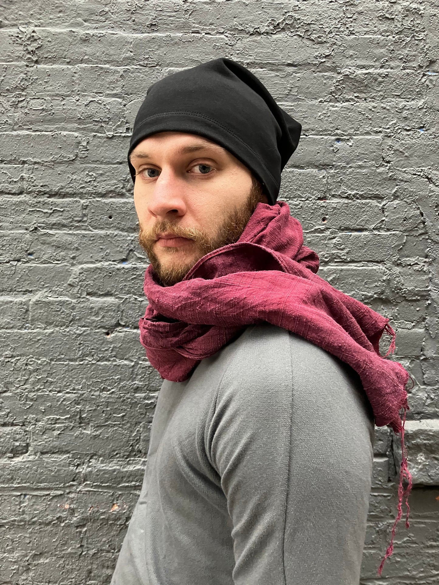 FW23 || LONG DOME COTTON BEANIE || BLACK