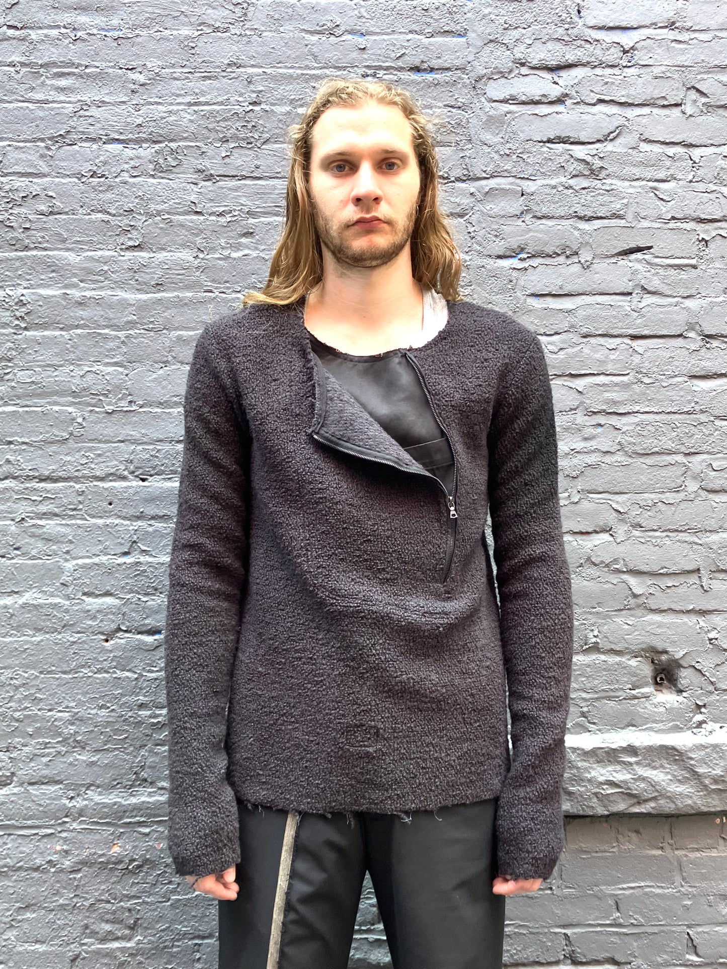 FW23 || PRIMORDIAL HIDDEN POCKET SWEATER|| BLACK WOOL - OD