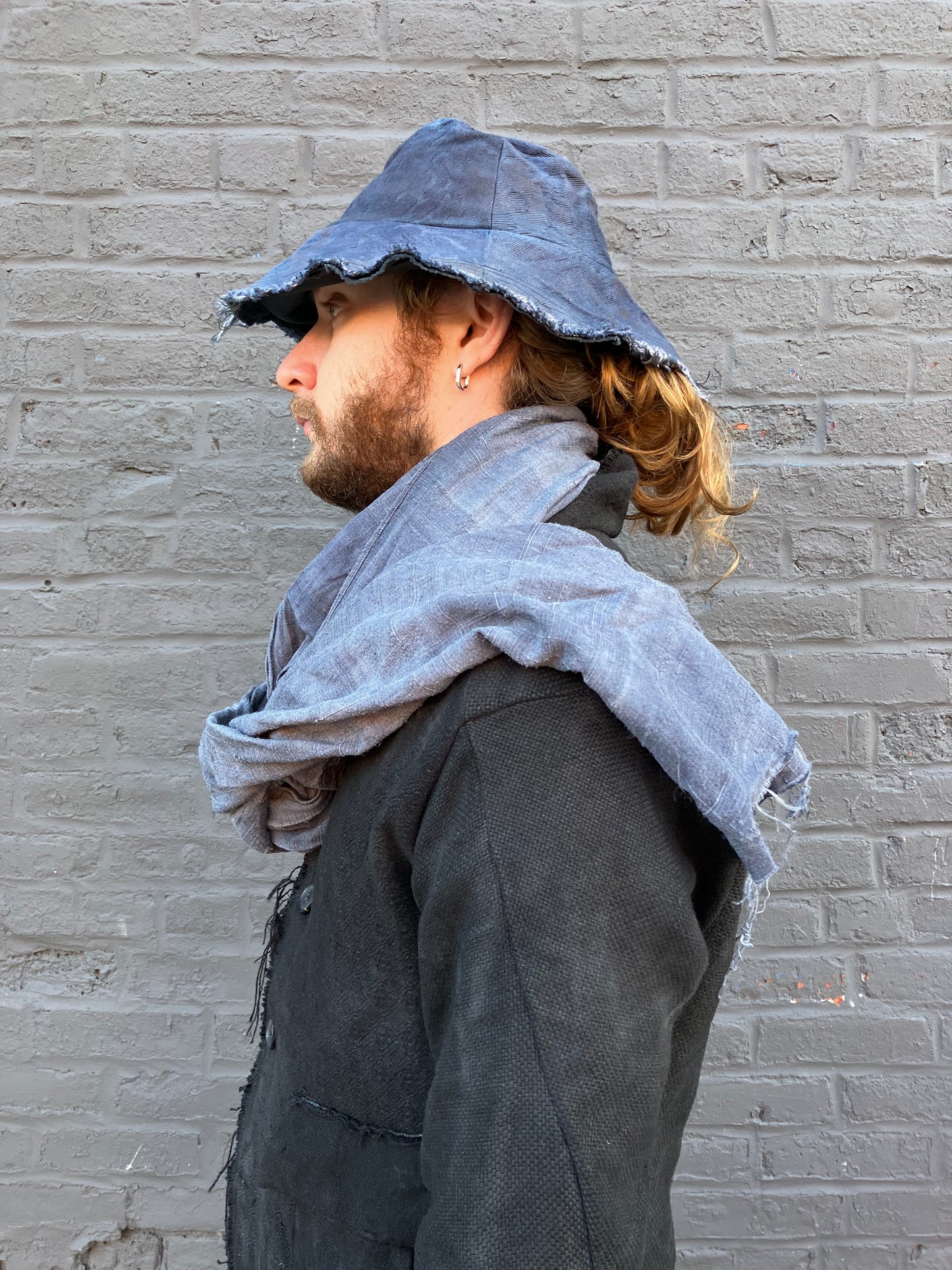 FW23 || REVERSIBLE BUCKET HAT || LINEN BROCADE - OD GREY