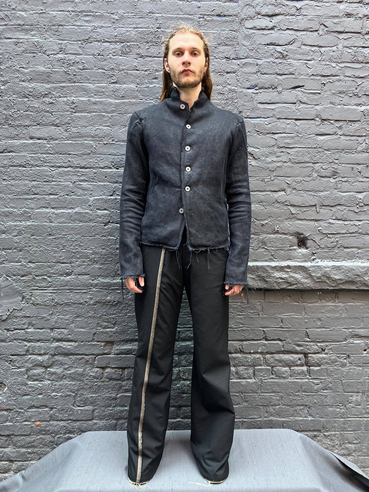 FW23|| PROTOLOGICAL JACKET || HEAVY LINEN - JUTE BLACK
