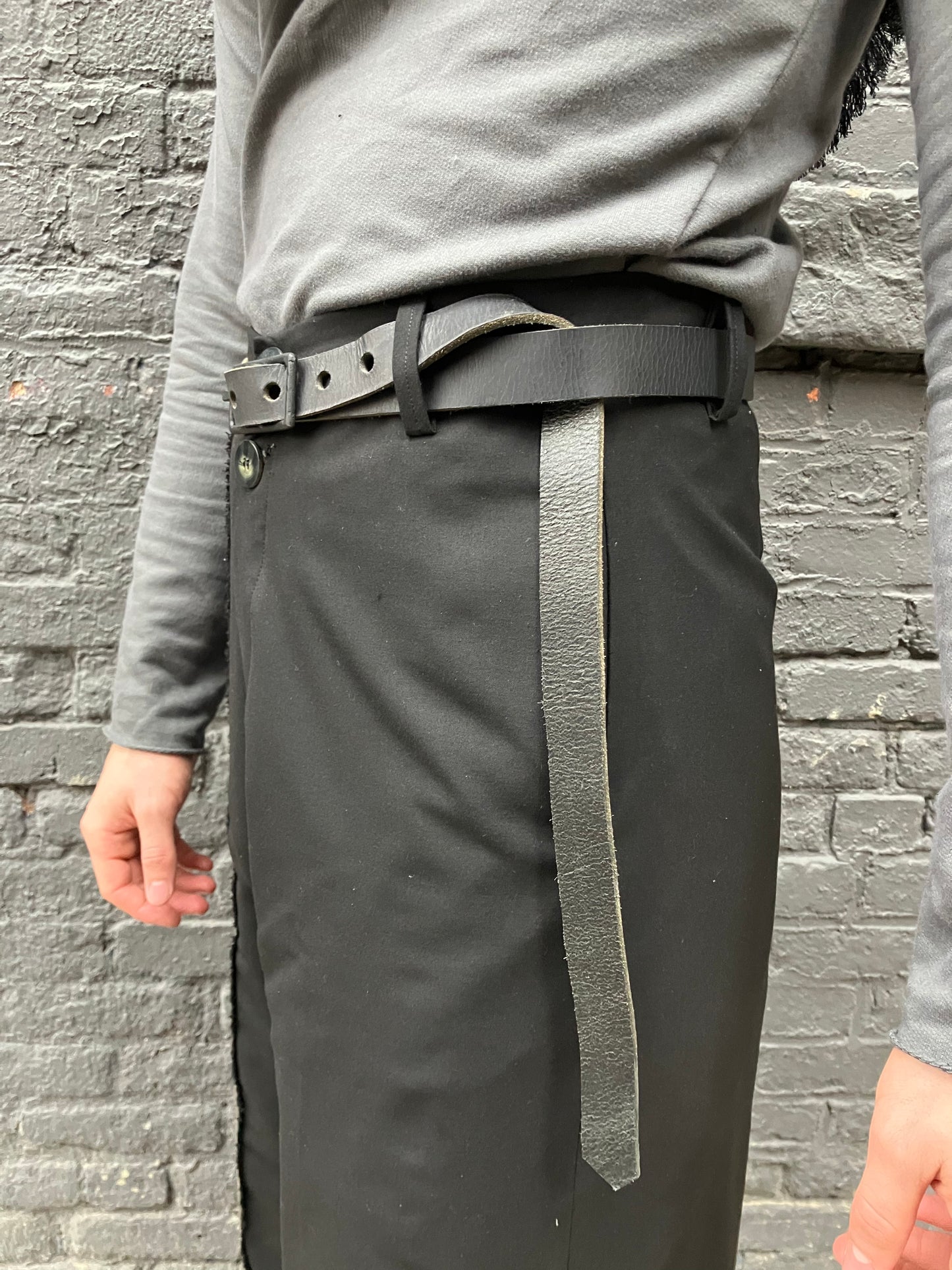 FW23 || 1" HANDMADE BUCKLE BELT || BLACK HORSEHIDE
