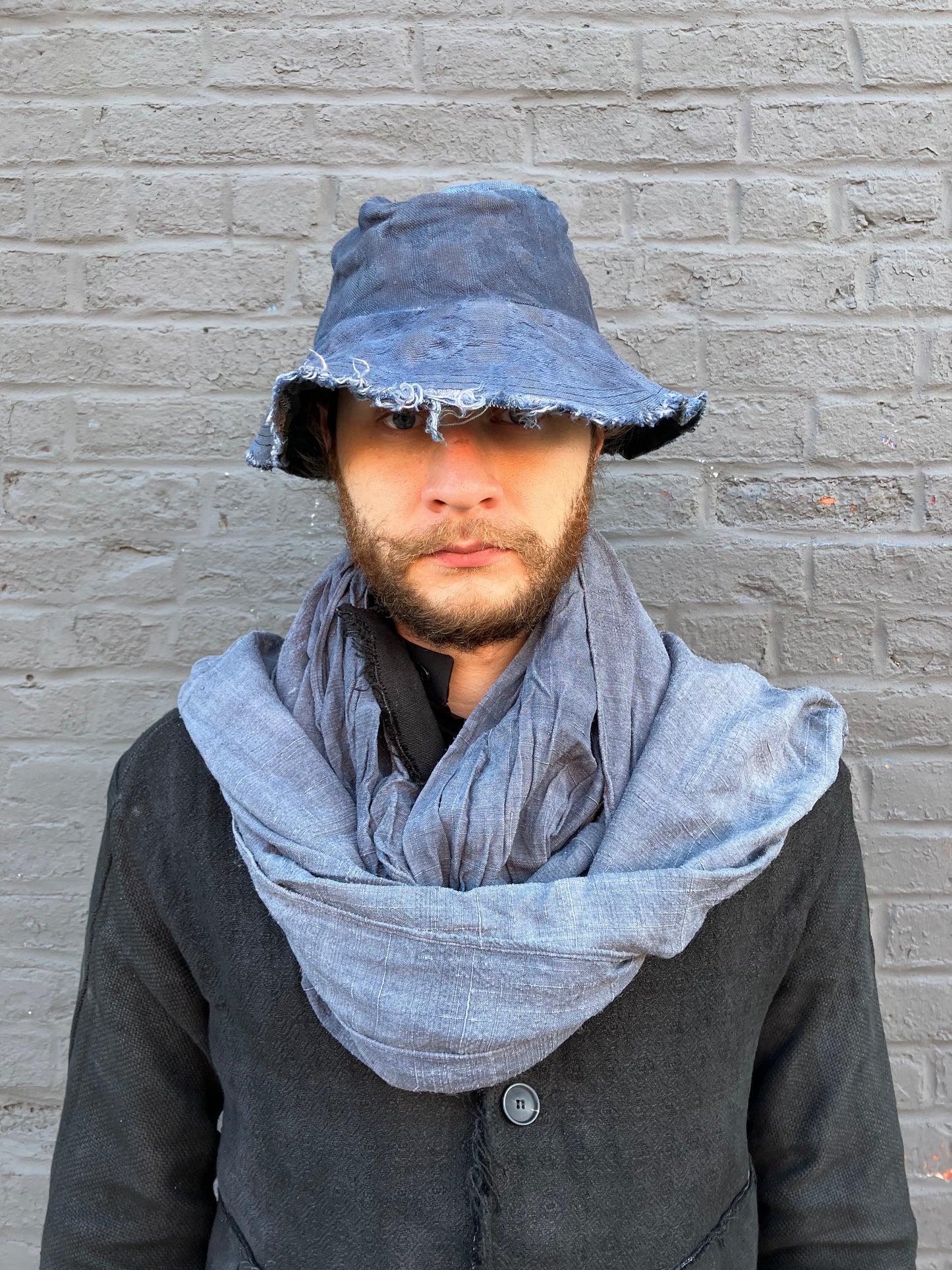 FW23 || REVERSIBLE BUCKET HAT || LINEN BROCADE - OD GREY