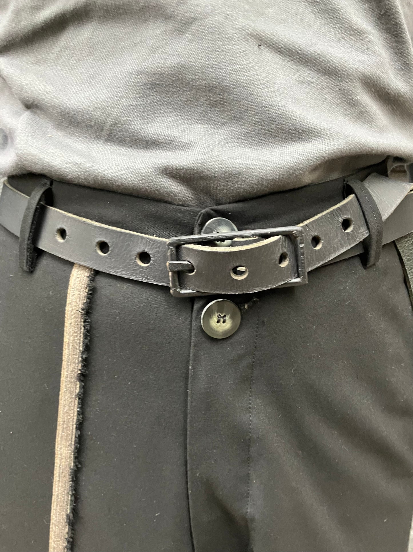 FW23 || 1" HANDMADE BUCKLE BELT || BLACK HORSEHIDE