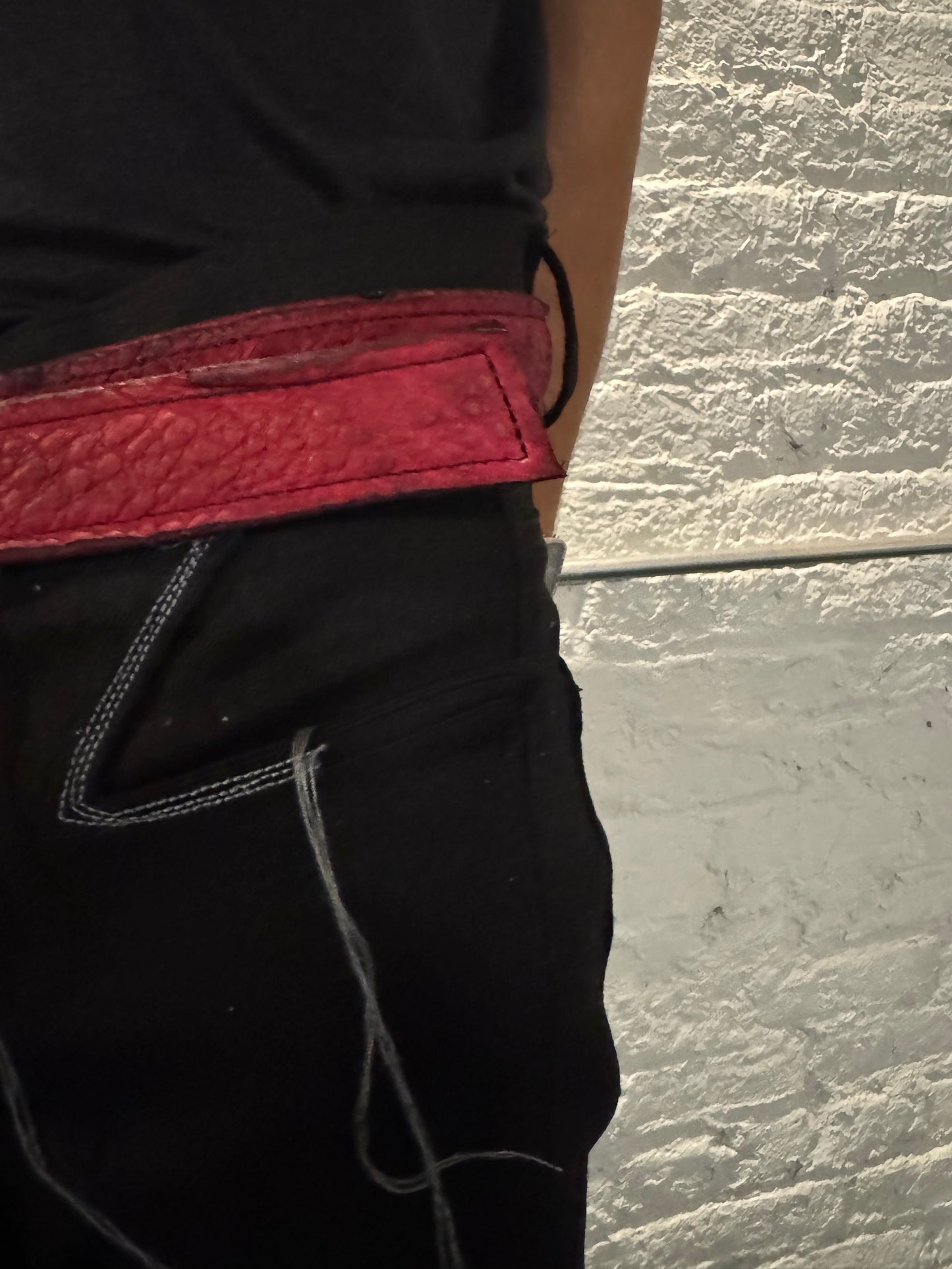 ZB- A|BLT| || 1.25 INCH " PERSPECTIVE" BUCKLE BELT || RED BISON