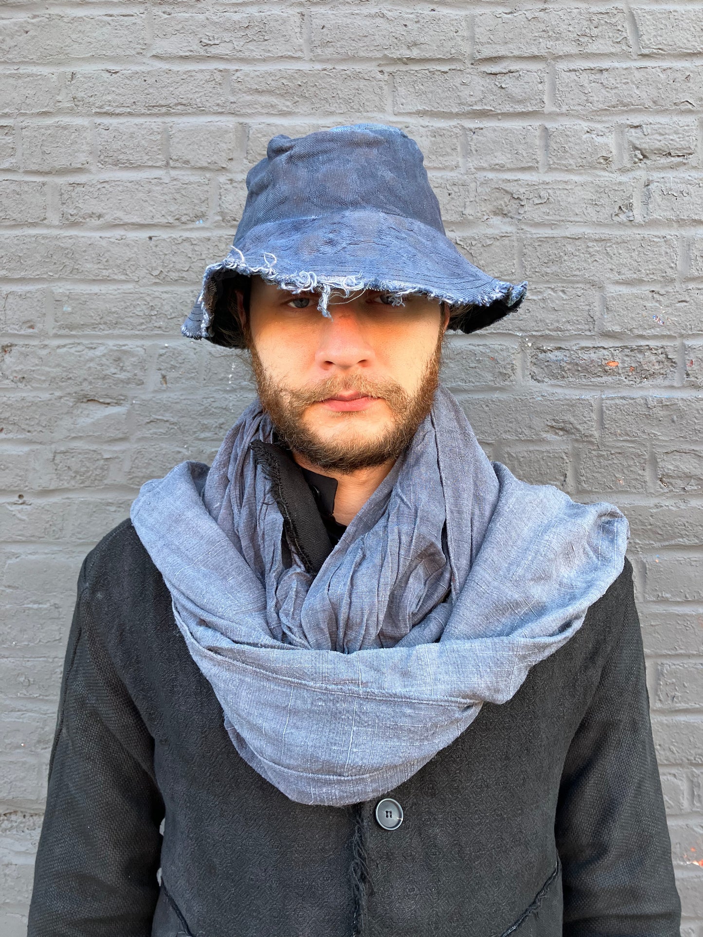 FW23 || REVERSIBLE BUCKET HAT || LINEN BROCADE - OD GREY