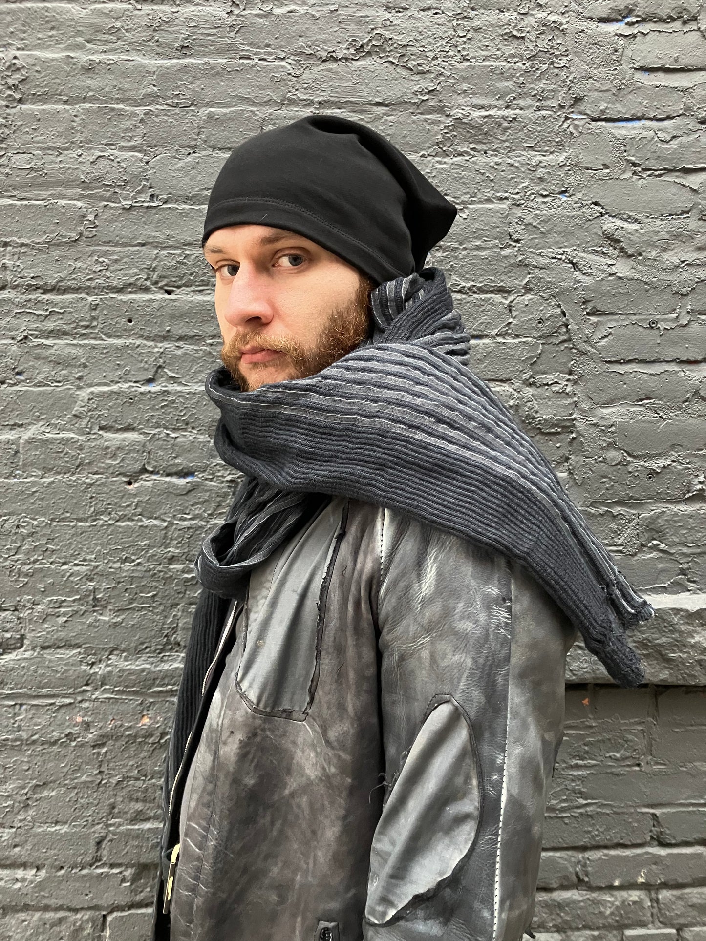 FW23 || LONG DOME COTTON BEANIE || BLACK