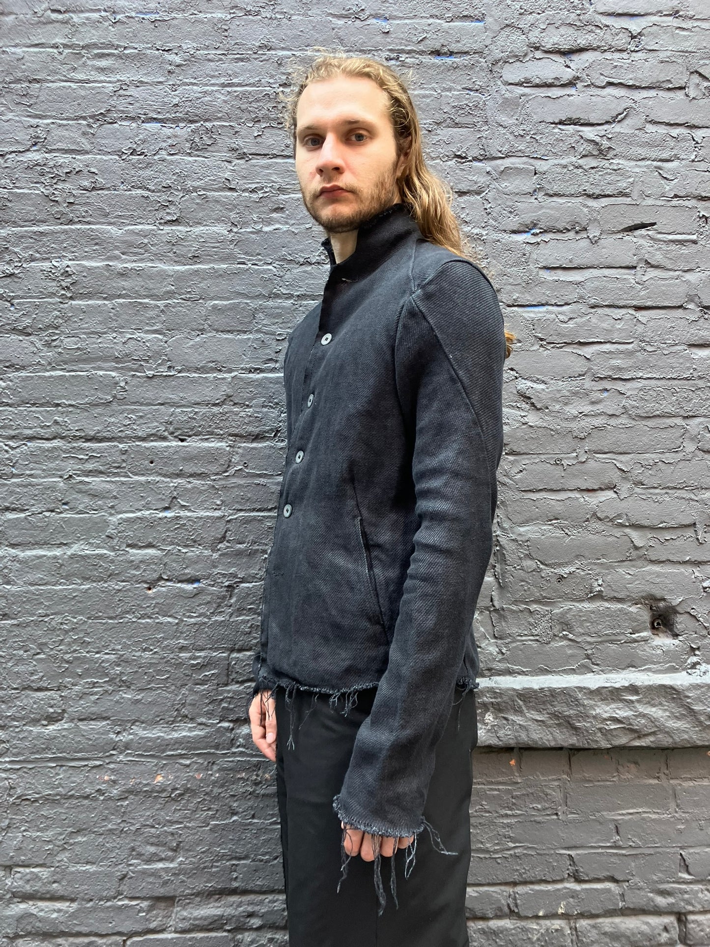 FW23|| PROTOLOGICAL JACKET || HEAVY LINEN - JUTE BLACK
