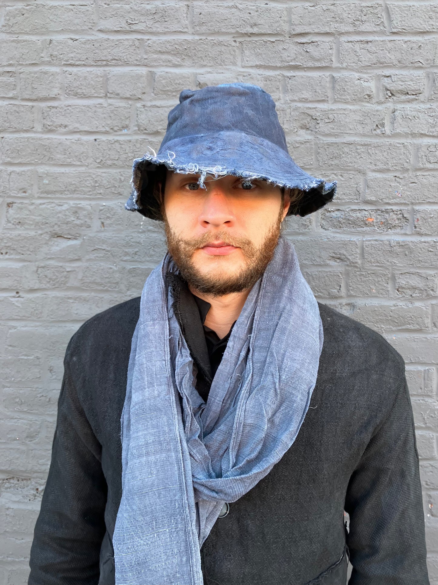 FW23 || REVERSIBLE BUCKET HAT || LINEN BROCADE - OD GREY
