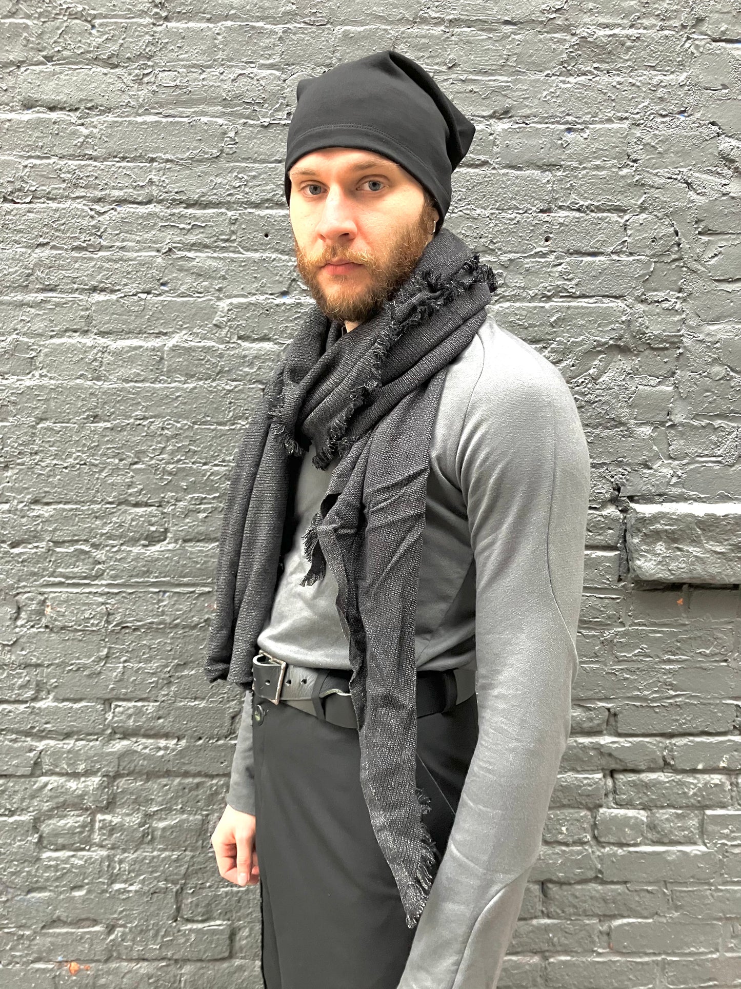 FW23 || BIAS CUT SCARF || GREY RAW SILK