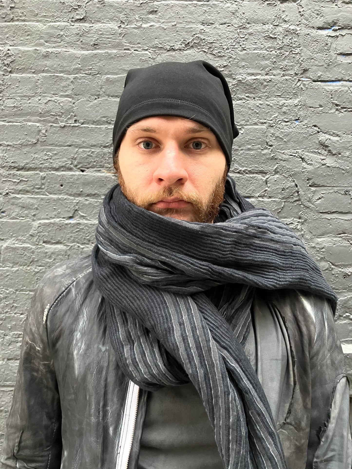 FW23 || LONG DOME COTTON BEANIE || BLACK