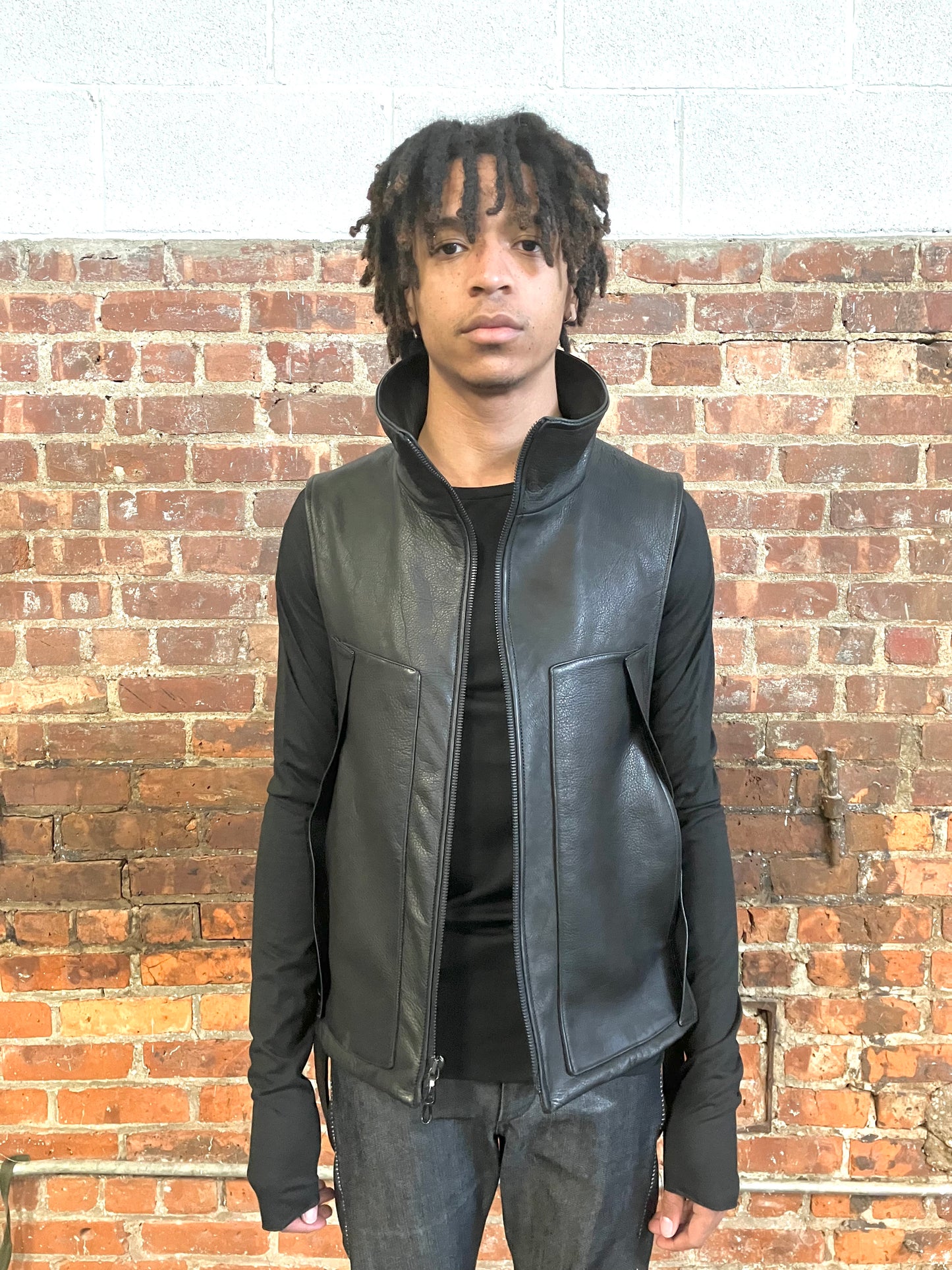 TACTICAL LEATHER VEST - COW| HORSE| GOAT - BLACK
