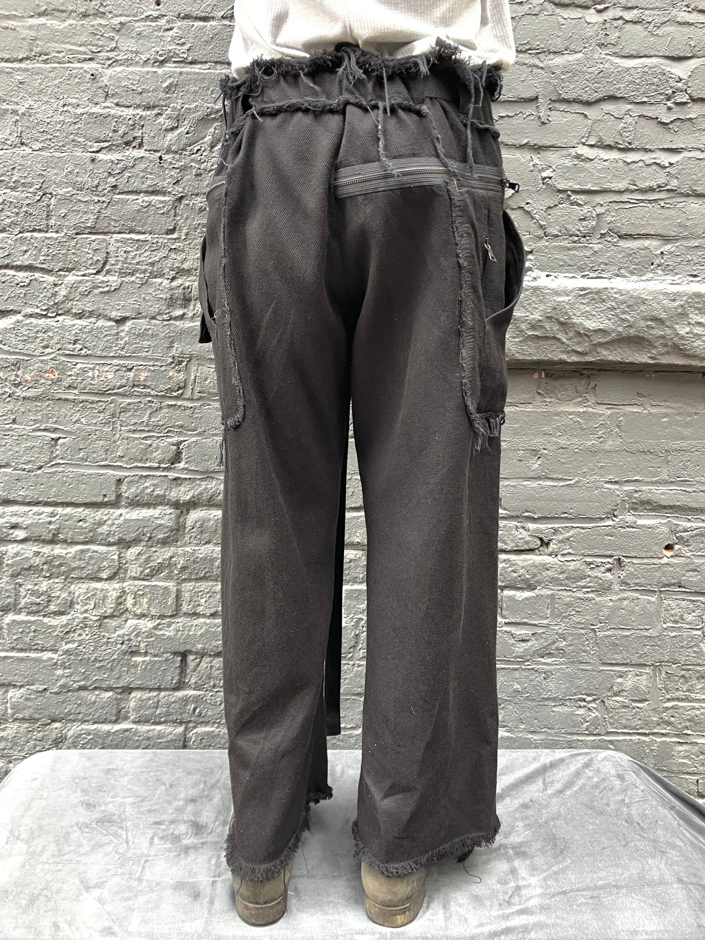 FW23 || ZIPPER BIG PANTS || HEAVY CANVAS - BLACK
