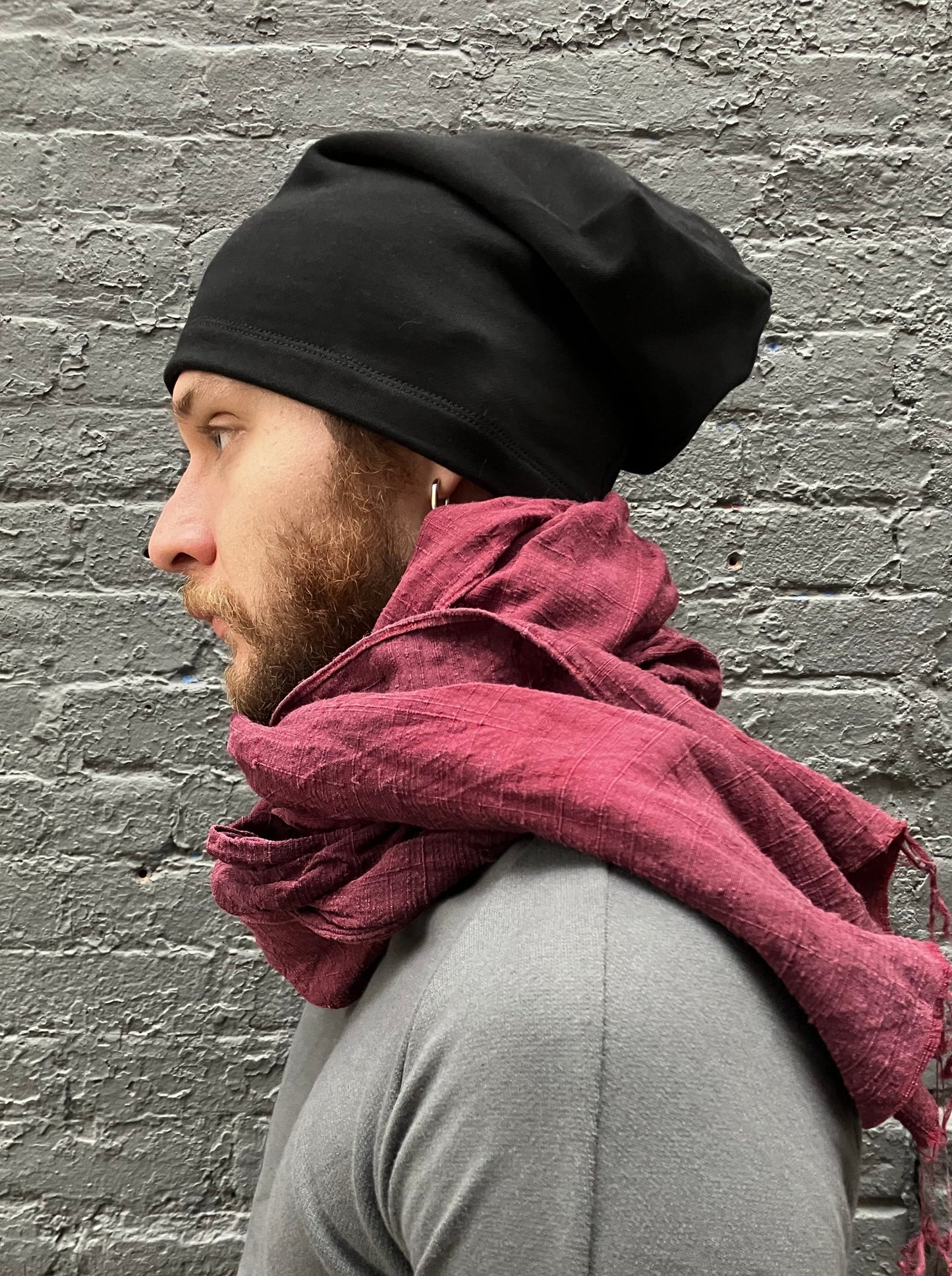 FW23 || LONG DOME COTTON BEANIE || BLACK