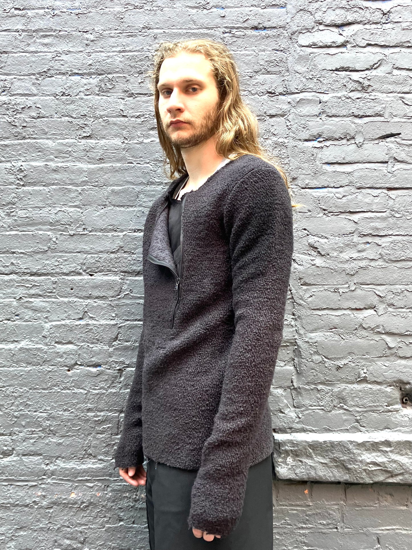 FW23 || PRIMORDIAL HIDDEN POCKET SWEATER|| BLACK WOOL - OD