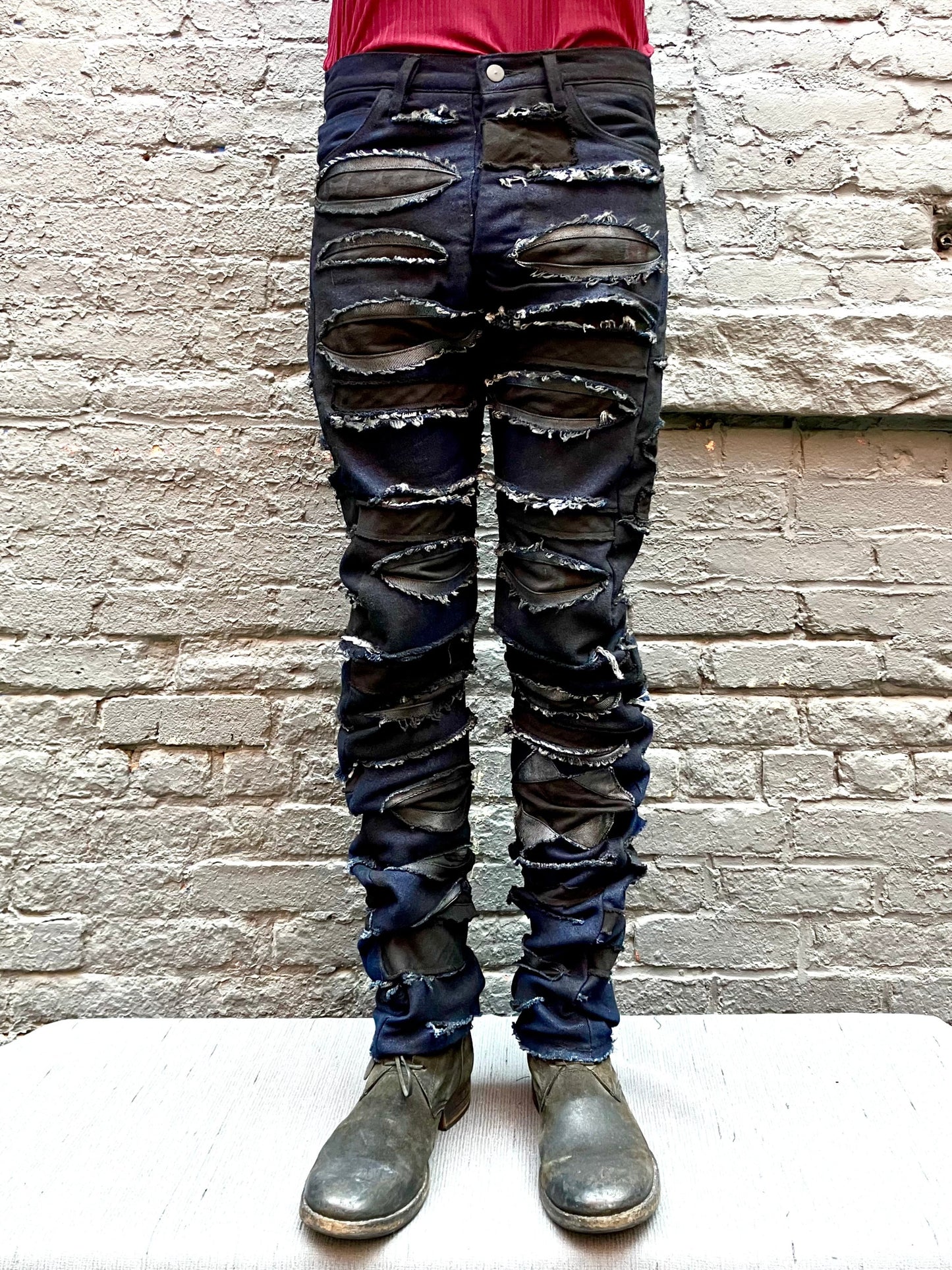 FW23 || DNA DESTROYED PANTS || 100% COTTON - BLACK