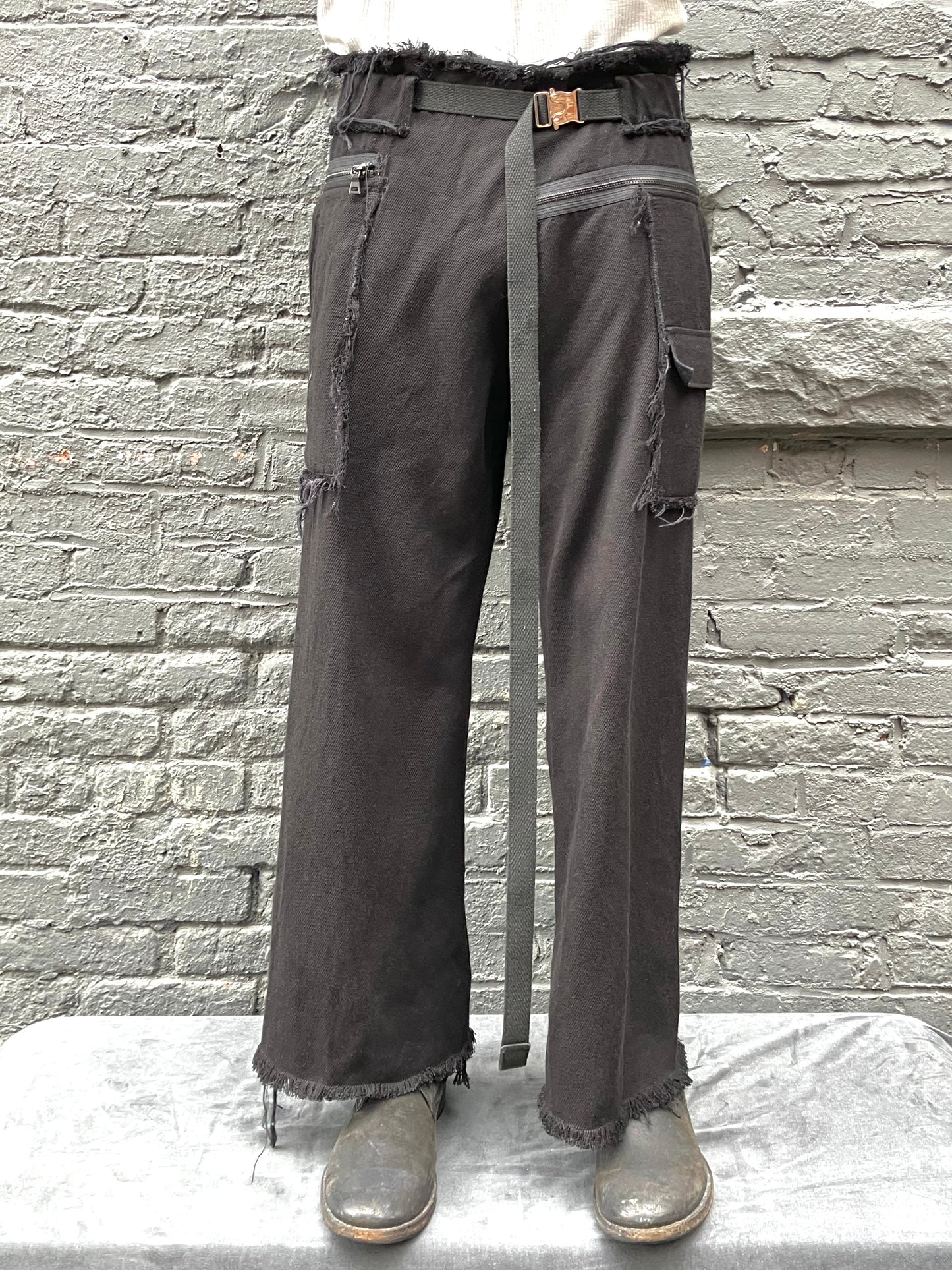 FW23 || ZIPPER BIG PANTS || HEAVY CANVAS - BLACK