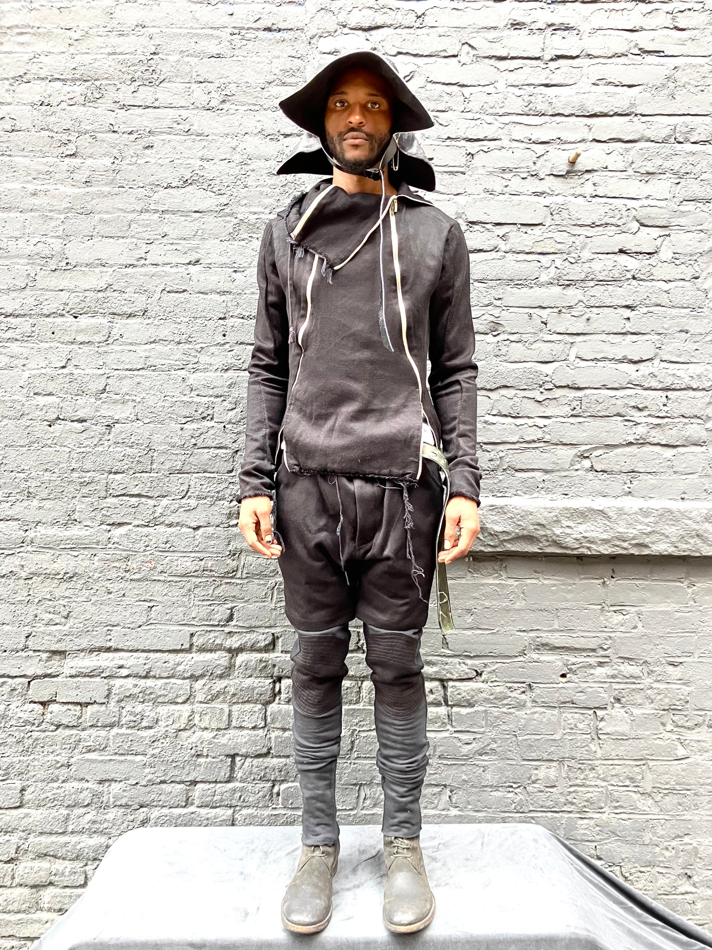 FW23 || HEAVY COTTON + KNIT LEGGINGS PANT || BLACK
