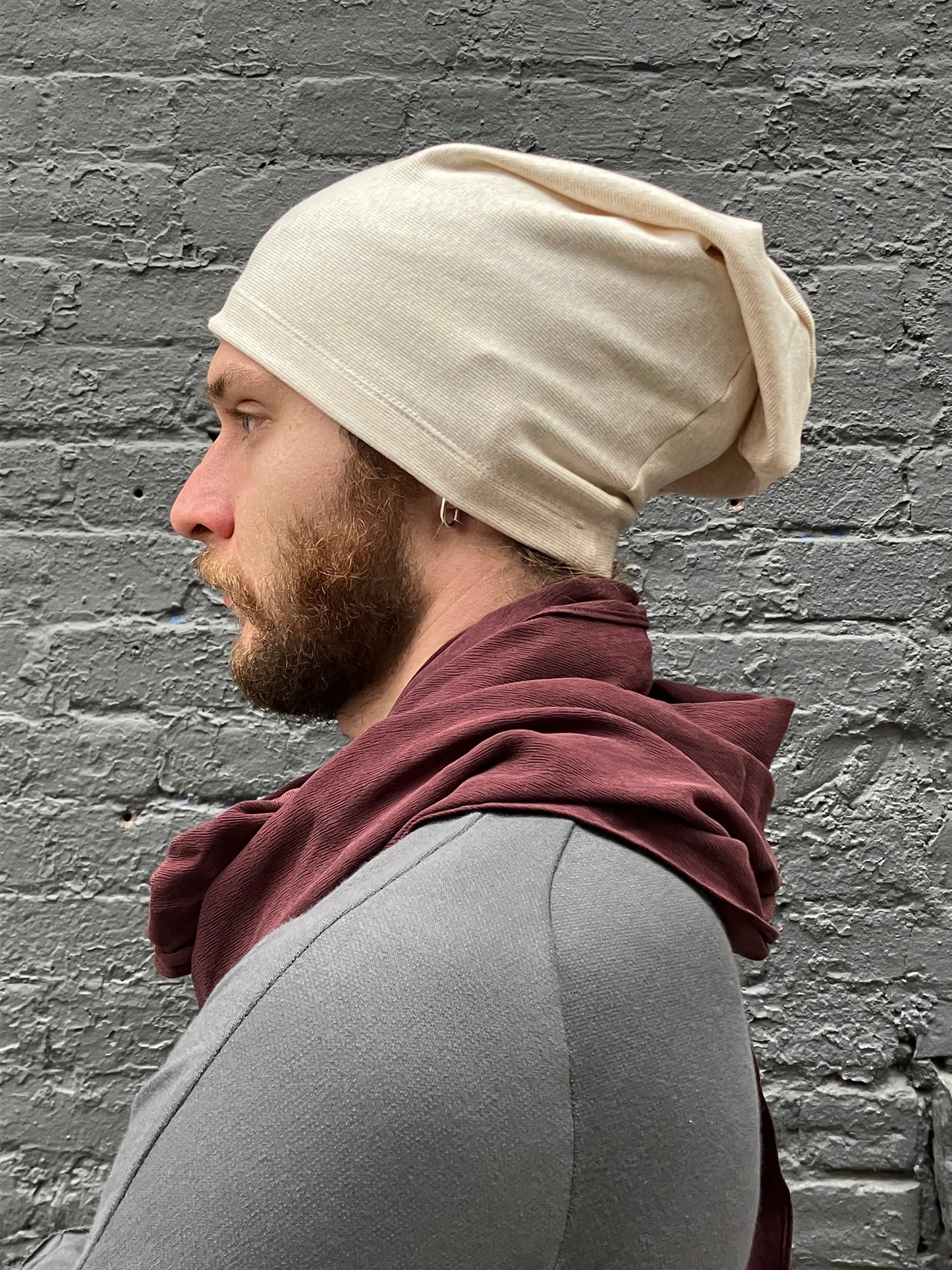 FW23 || LONG DOME COTTON BEANIE || ECRU