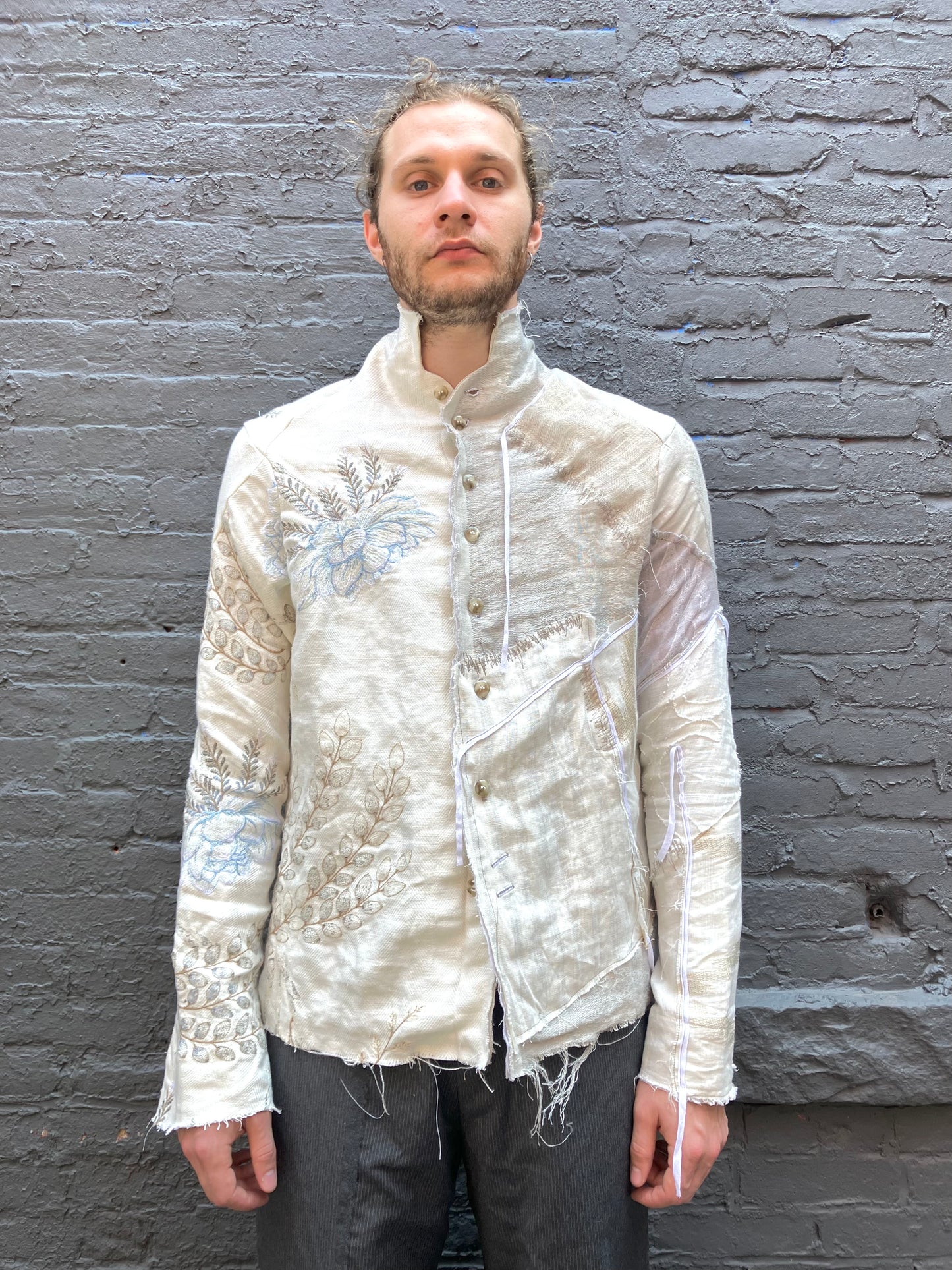 FW23 || PROTOLOGICAL ARCHETYPE ZERO EBROIDERED DARNSTITCH SHIRT || UNDYED