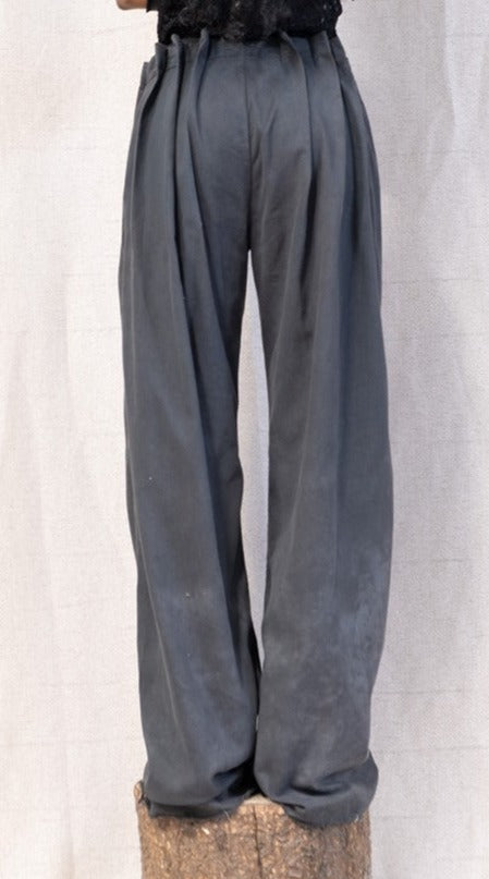 SS23 FEMME || PICKED PLEAT PANTS - CHARCOAL DYED