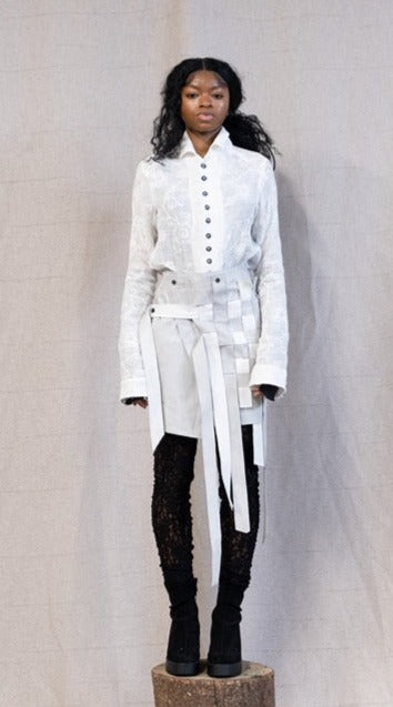 SS23 FEMME || PROTOLOGICAL ARCHETYPE SHIRT - EMBROIDERED WHITE
