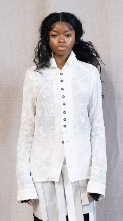 SS23 FEMME || PROTOLOGICAL ARCHETYPE SHIRT - EMBROIDERED WHITE