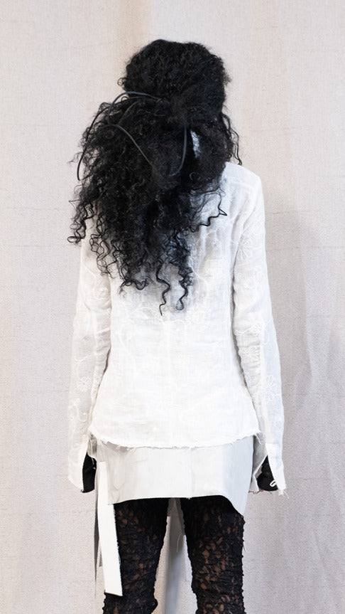 SS23 FEMME || PROTOLOGICAL ARCHETYPE SHIRT - EMBROIDERED WHITE