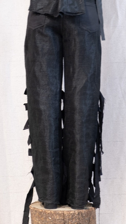 SS23 FEMME || LATTICE INDUSTRIAL MESH JEANS
