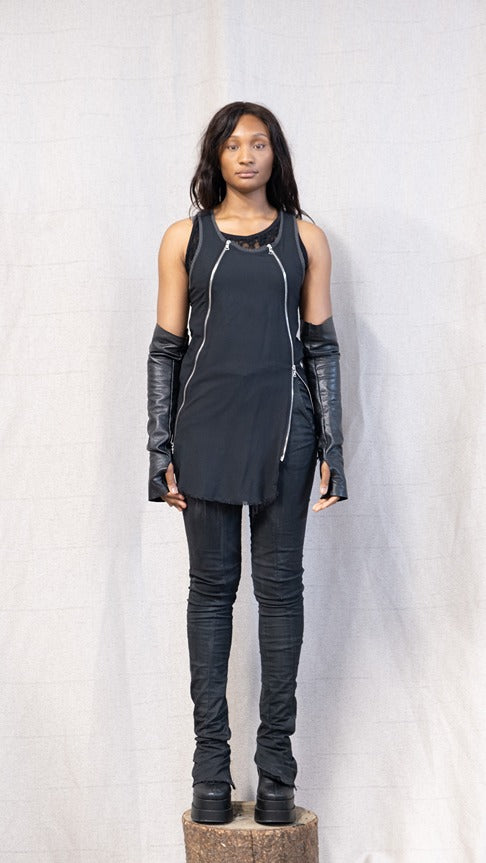 SS23 FEMME || DOUBLE ZIP TANK - BLACK