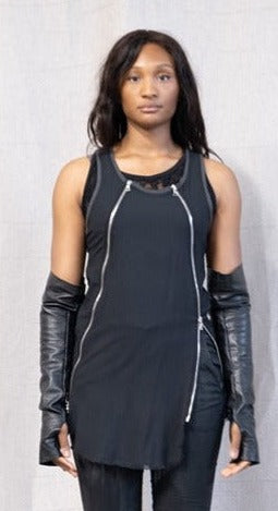 SS23 FEMME || DOUBLE ZIP TANK - BLACK