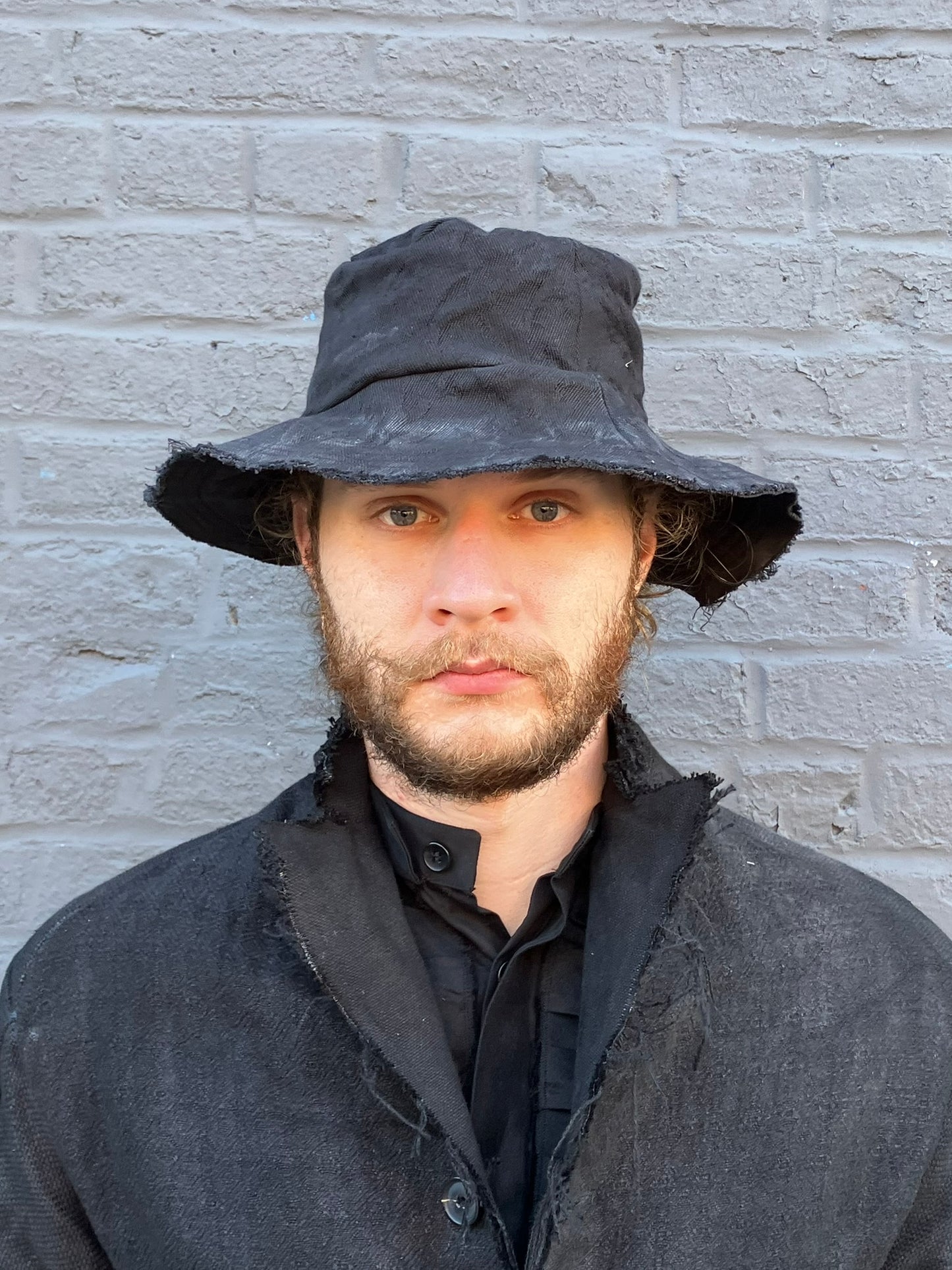 FW23 || REVERSIBLE BUCKET HAT || LINEN BROCADE - OD BLACK