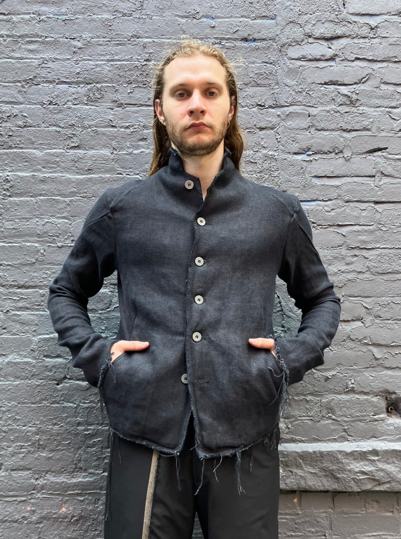 FW23|| PROTOLOGICAL JACKET || HEAVY LINEN - JUTE BLACK