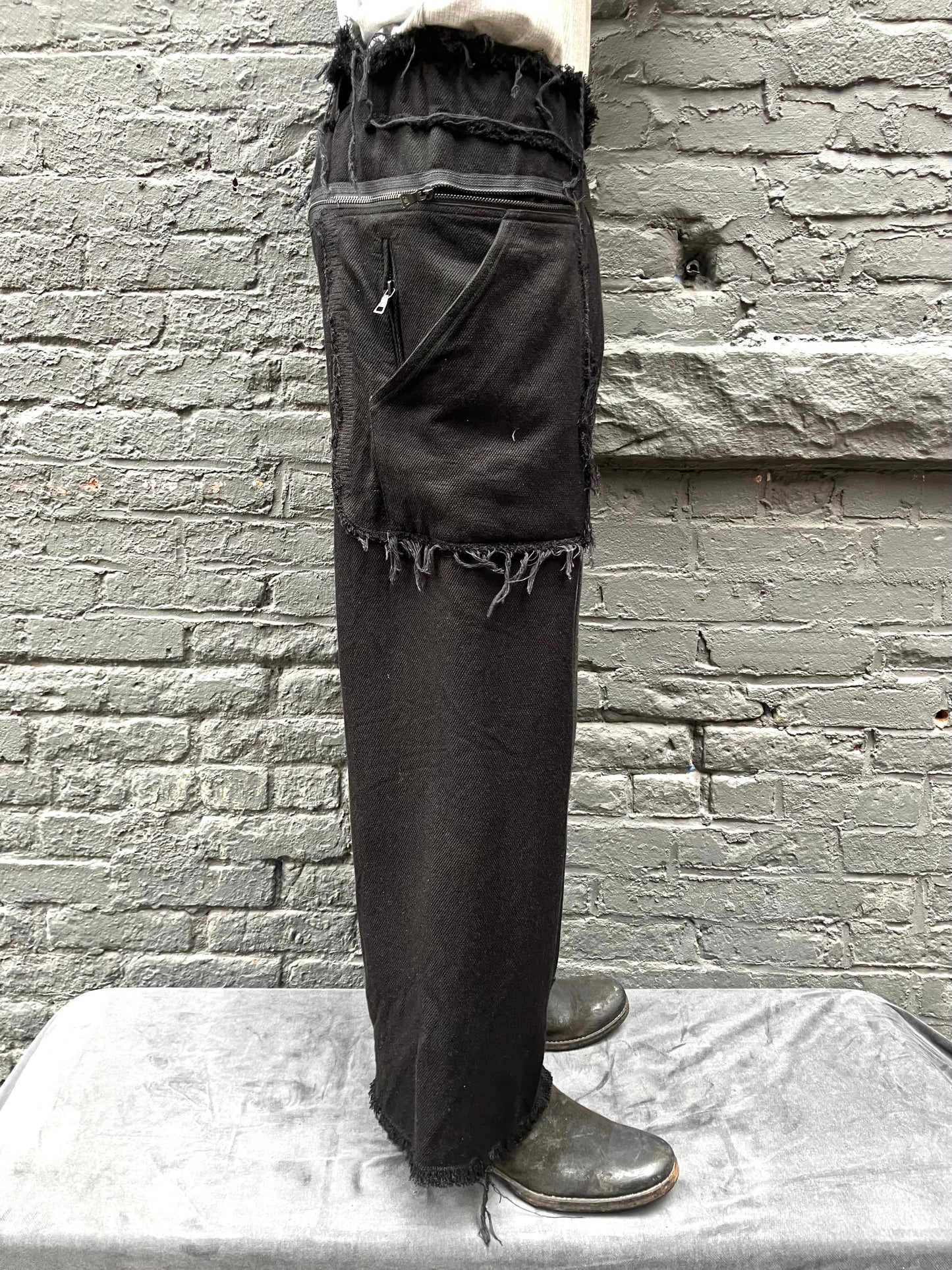 FW23 || ZIPPER BIG PANTS || HEAVY CANVAS - BLACK