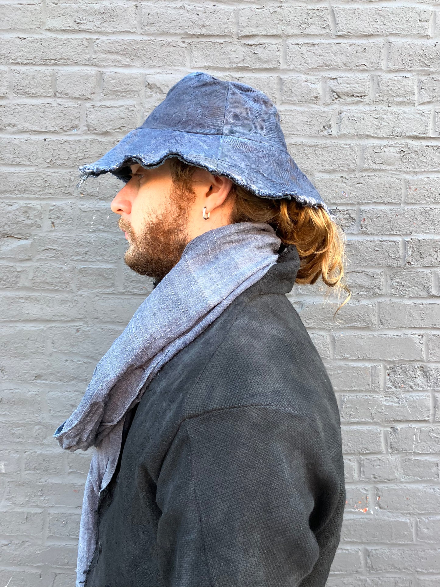 FW23 || REVERSIBLE BUCKET HAT || LINEN BROCADE - OD GREY