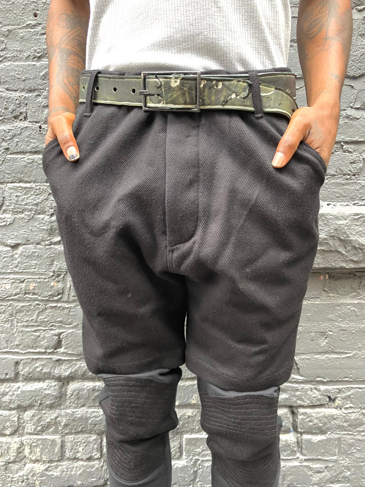 FW23 || HEAVY COTTON + KNIT LEGGINGS PANT || BLACK