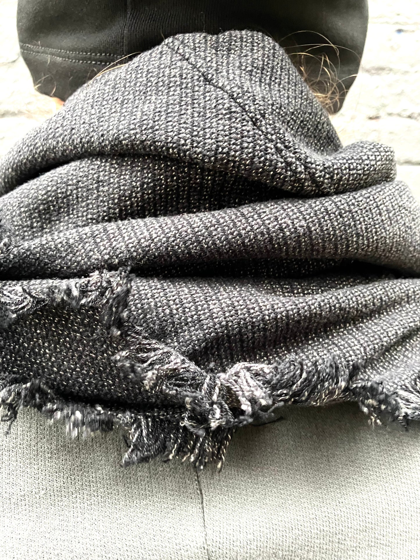 FW23 || BIAS CUT SCARF || GREY RAW SILK
