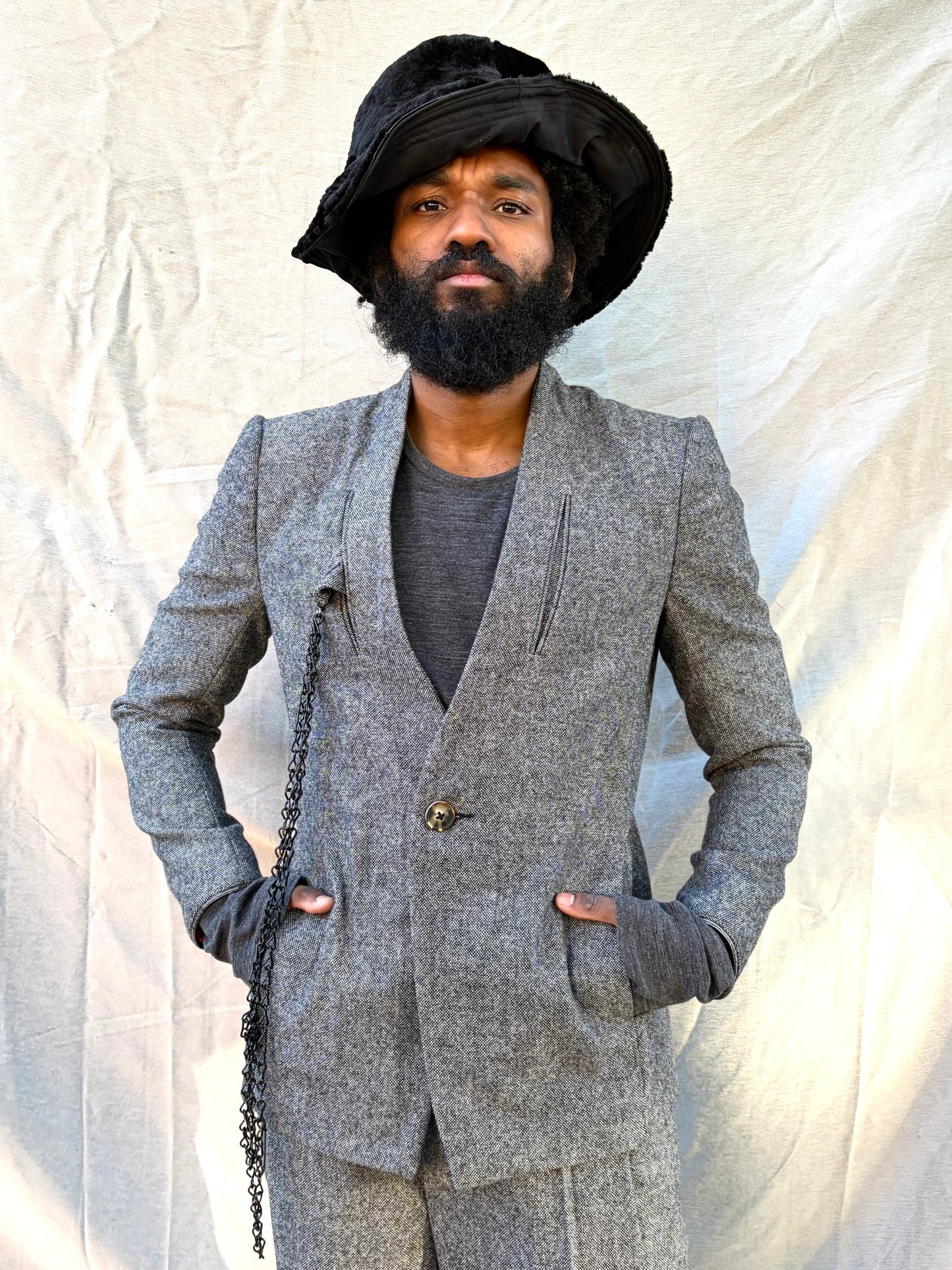 FW25 || SHAWL COLLAR ZAGODA 4 POCKET BLAZER || SPECKLED GREY - WOOL