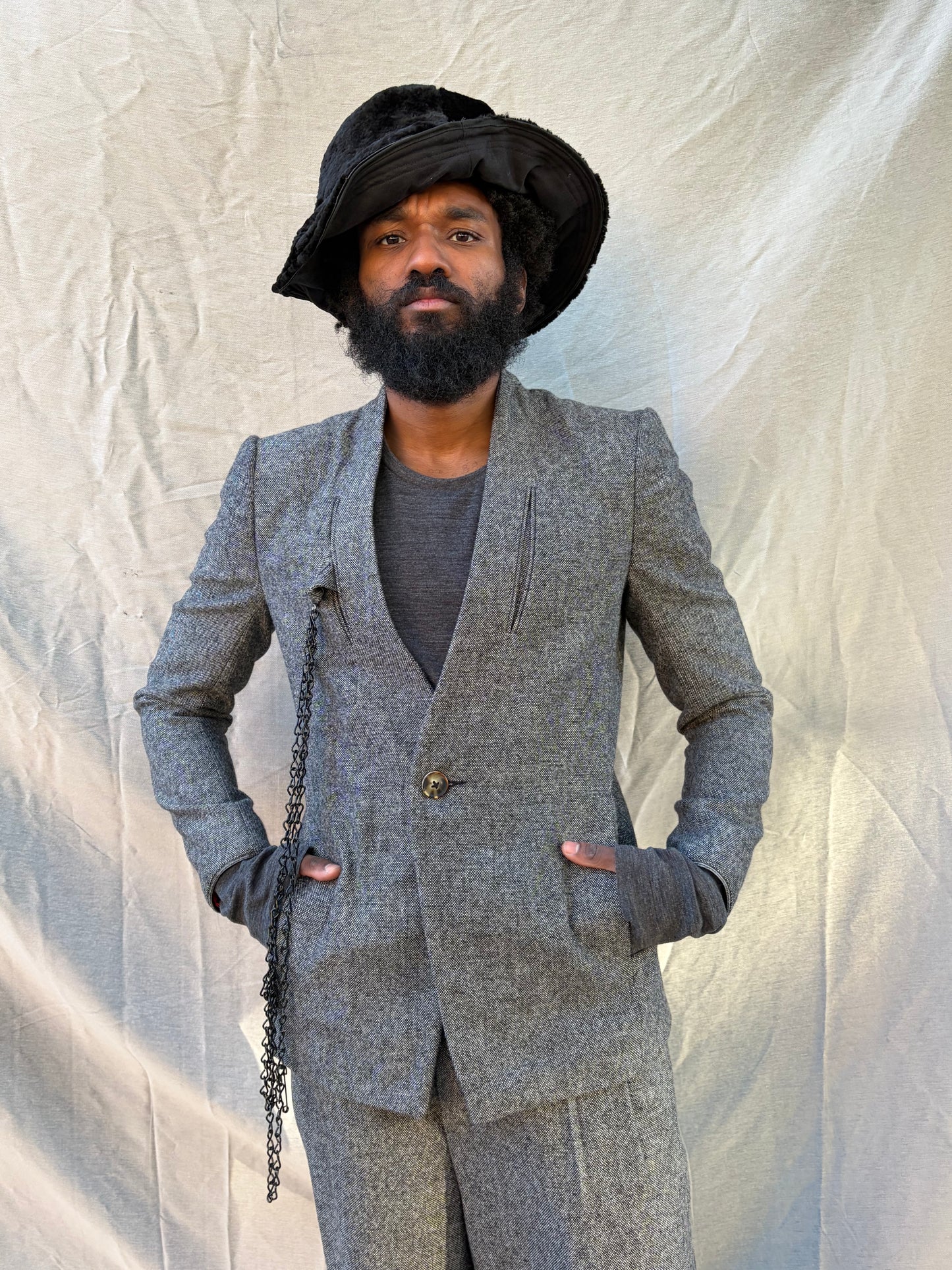 FW25 || SHAWL COLLAR ZAGODA 4 POCKET BLAZER || SPECKLED GREY - WOOL