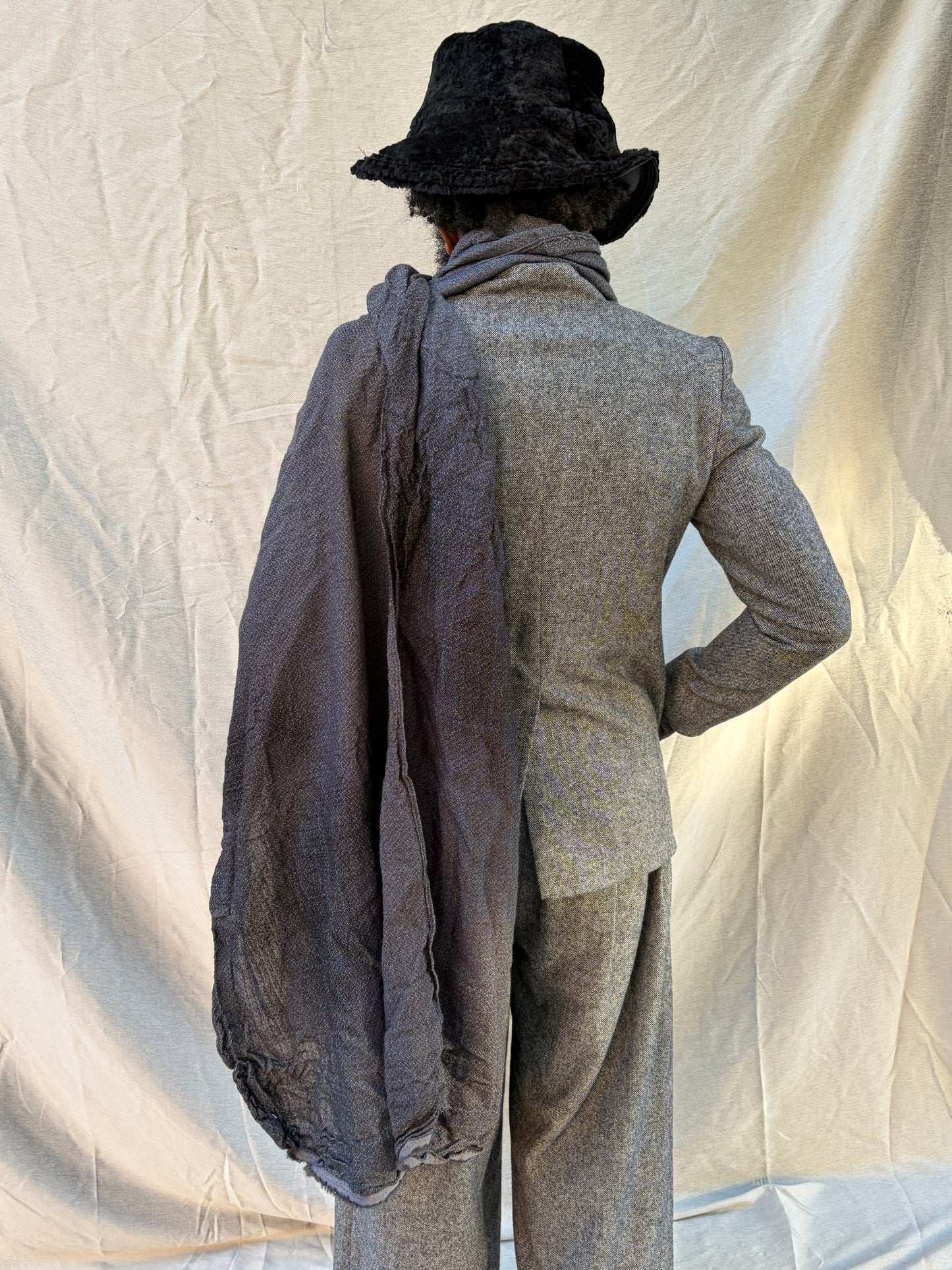 FW25 || LARGE DOUBLE WIDTH SCARF || BLACK || WOOL + LINEN