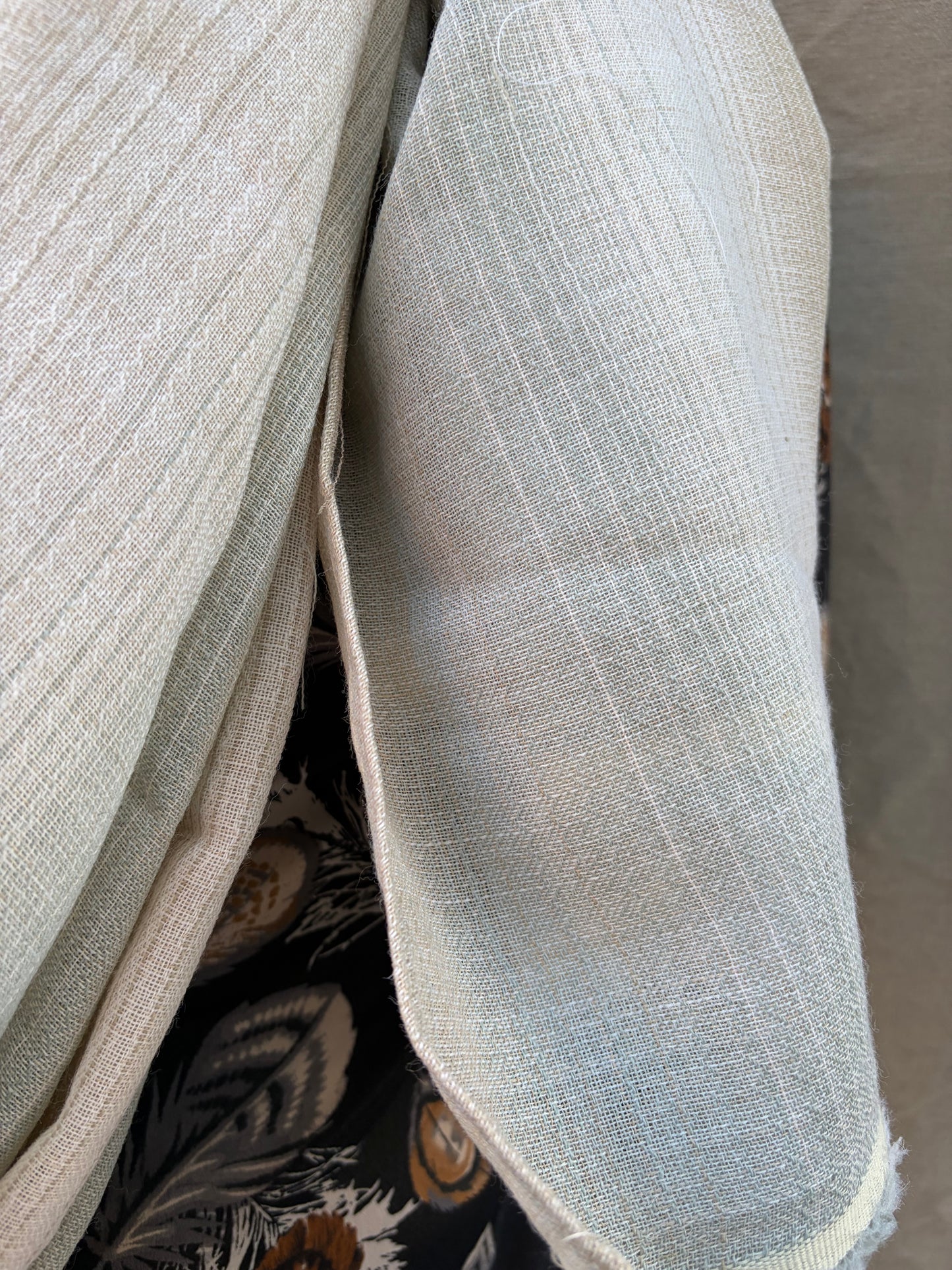 FW25 || LARGE DOUBLE WIDTH SCARF || ECRU STRIPE || WOOL + LINEN