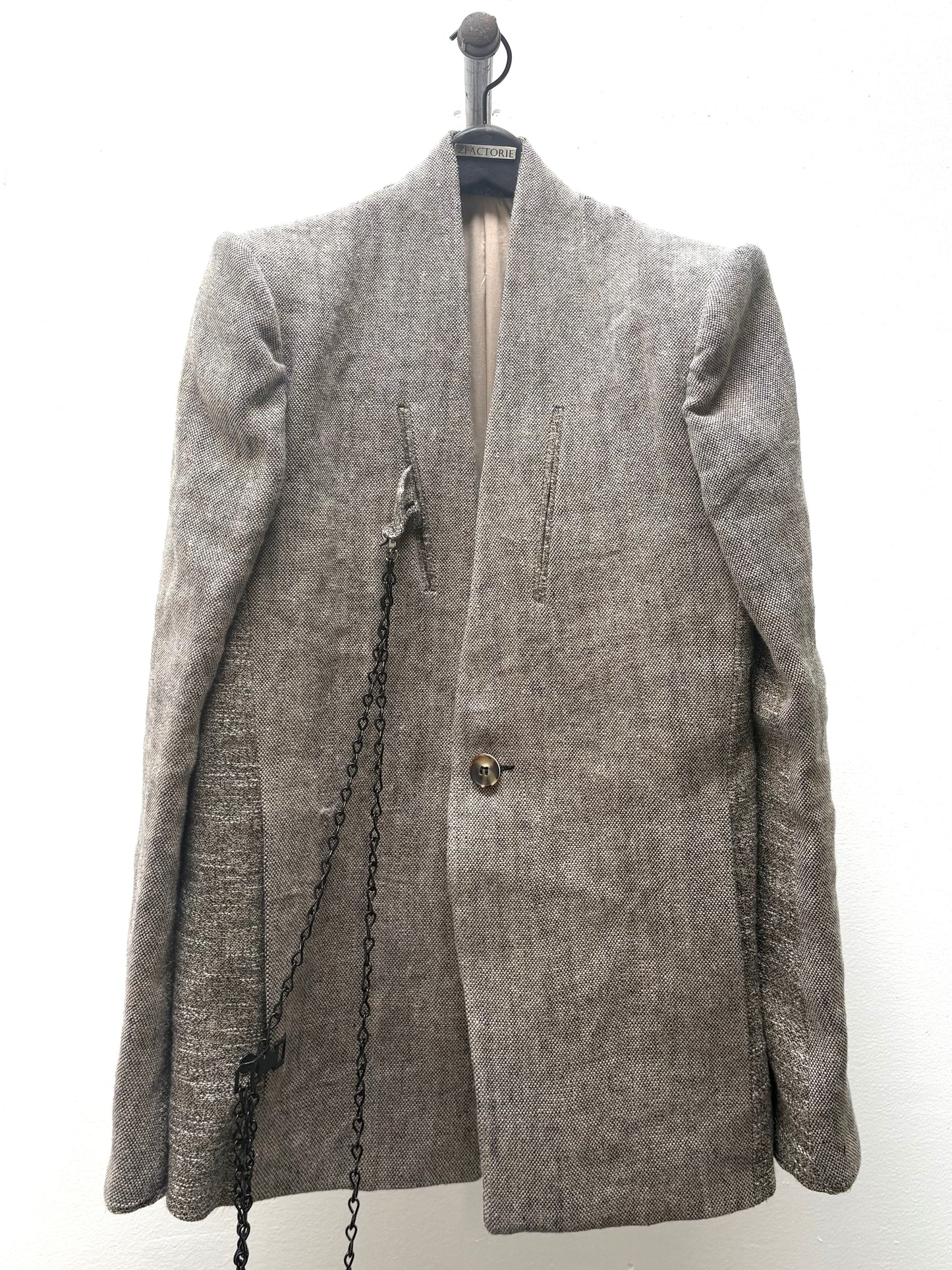 FW25 || SHAWL COLLAR ZAGODA 4 POCKET BLAZER || SPECKLED SAND LINEN