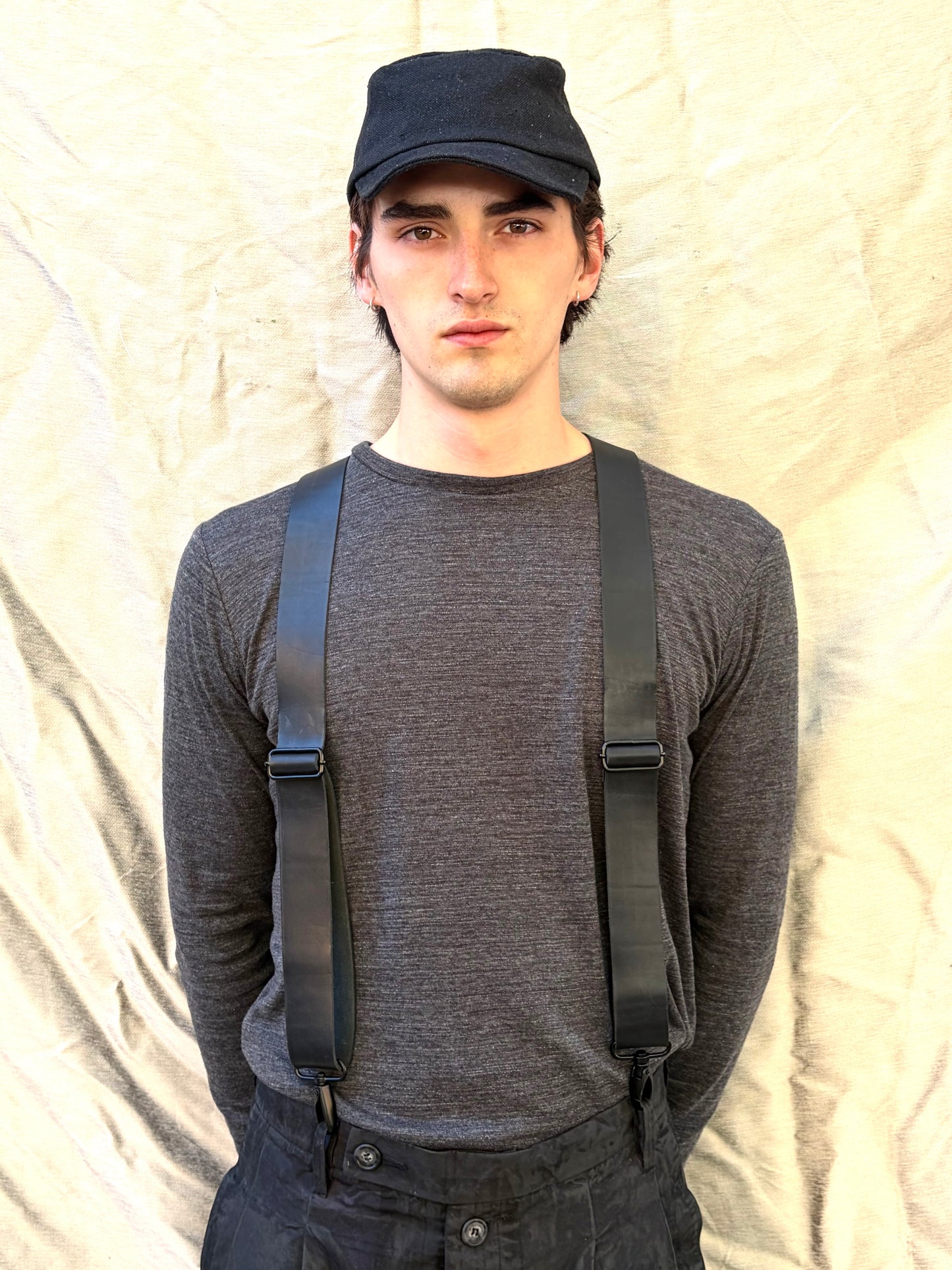 FW25 ||BOILED BUCKET HAT | 100% EMROIDERED LINEN ||OD BLACK