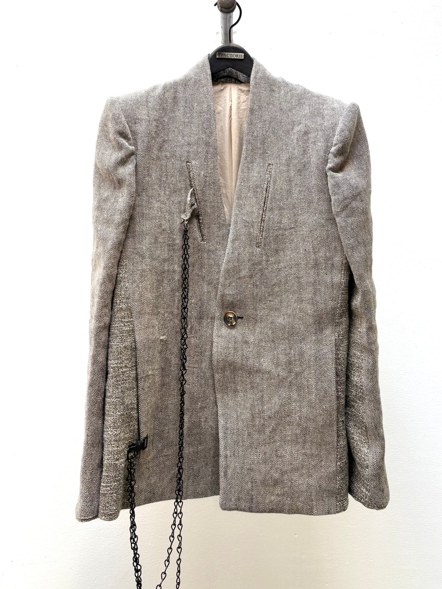 FW25 || SHAWL COLLAR ZAGODA 4 POCKET BLAZER || SPECKLED SAND LINEN