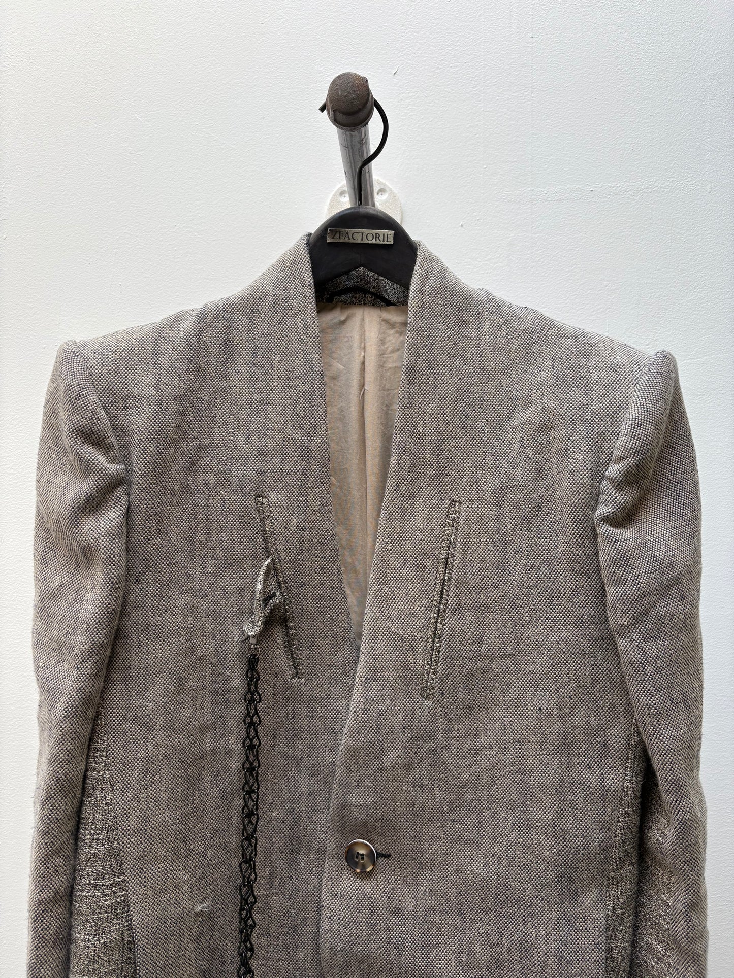 FW25 || SHAWL COLLAR ZAGODA 4 POCKET BLAZER || SPECKLED SAND LINEN