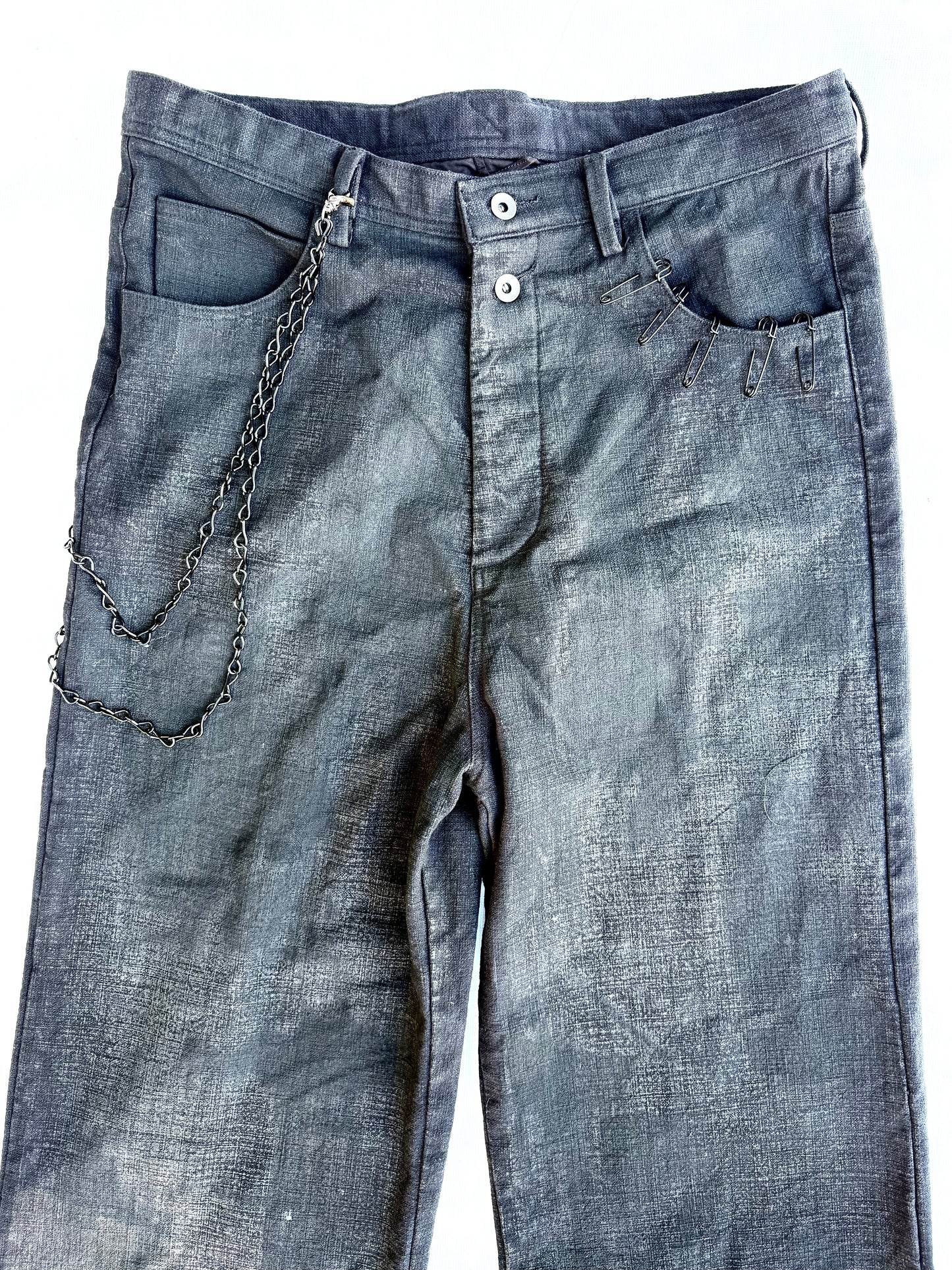 FW25 || PINNED + CHAINED GODDE JEANS || CHARCOAL COATED LINEN