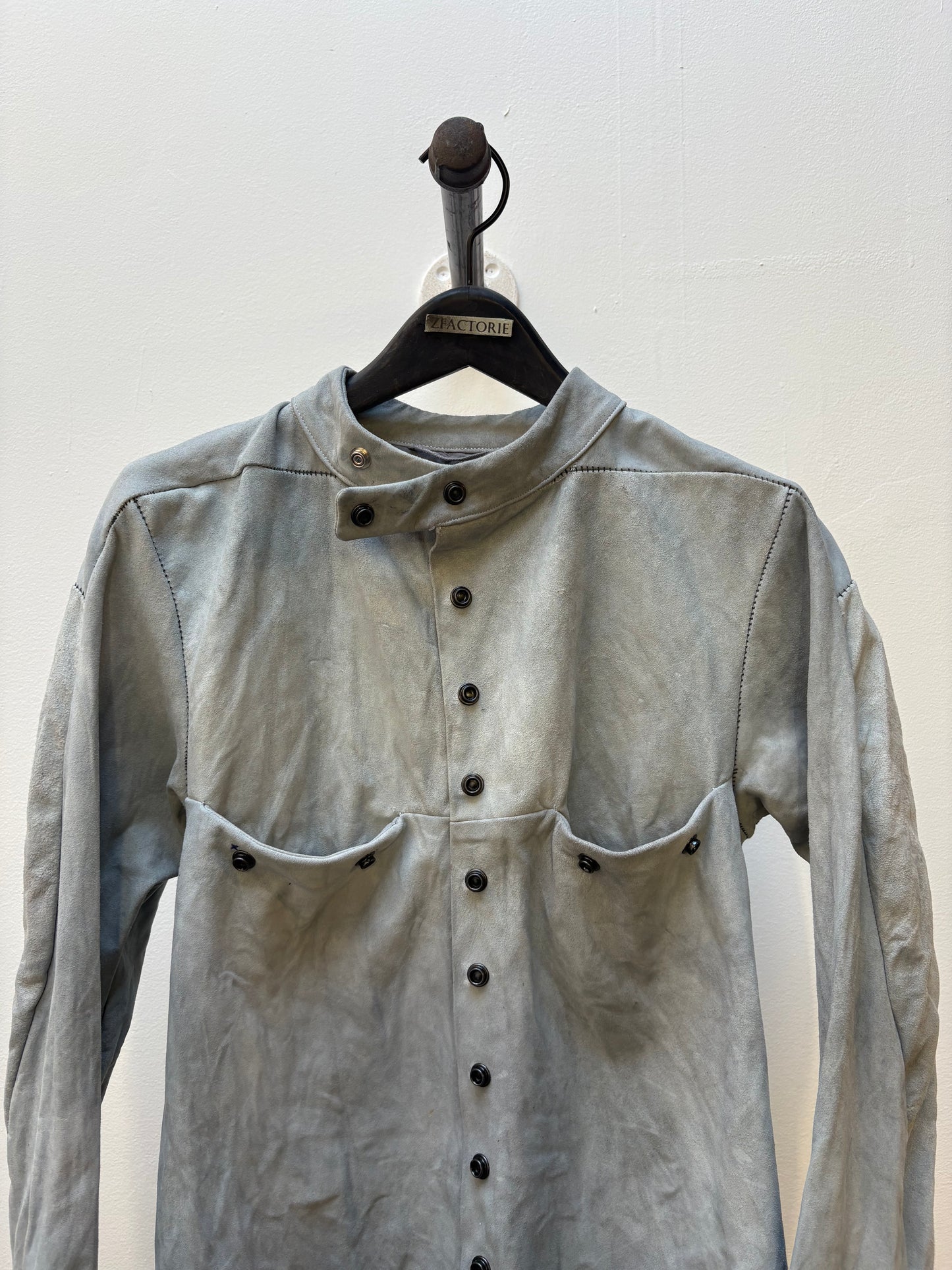FW25 || FAULTED SHOULDER 2.0 LEATHER SHIRT|| 100% KANGAROO || BAPTISMAL WHITE