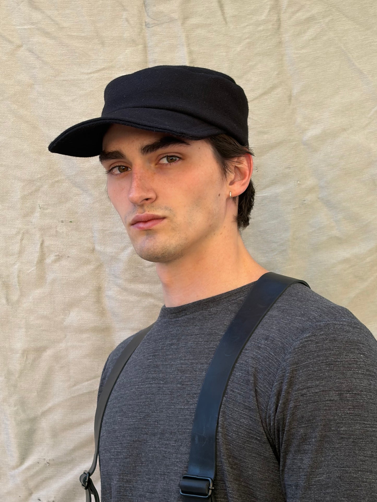 FW25 || EXTENDED SQUARE BILL ZB HAT || 100% WOOL|| BLACK