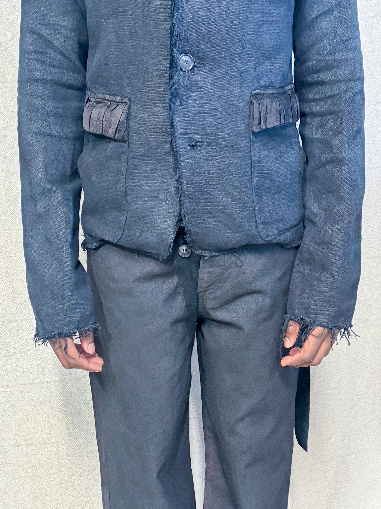 SS24 || PROTOLOGICAL ARCHETYPE RUCHED LAPEL BLAZER || BLACK