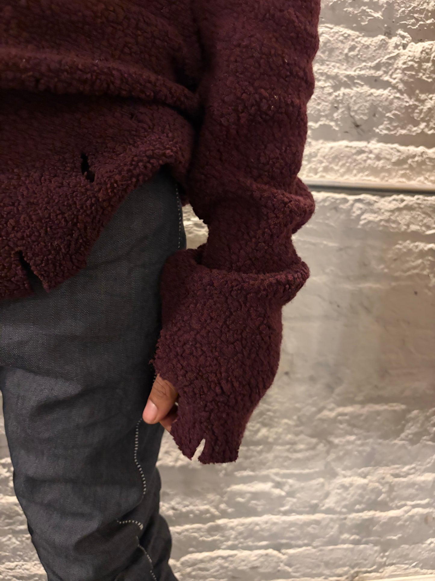 FW25|| ASYMMETRIC ZIPPER POCKET "HOLY" PULLOVER ||WOOL || MAROON